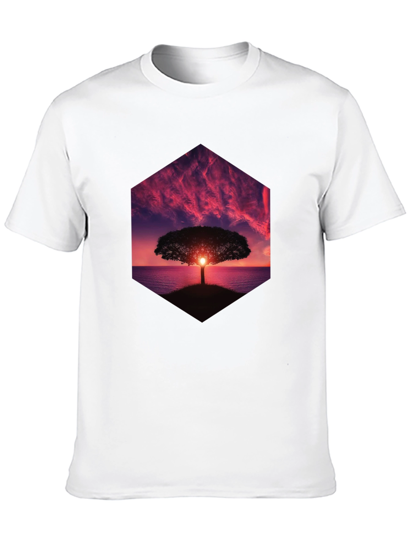 Sunset Tree Graphic Tee - Black Cotton Blend