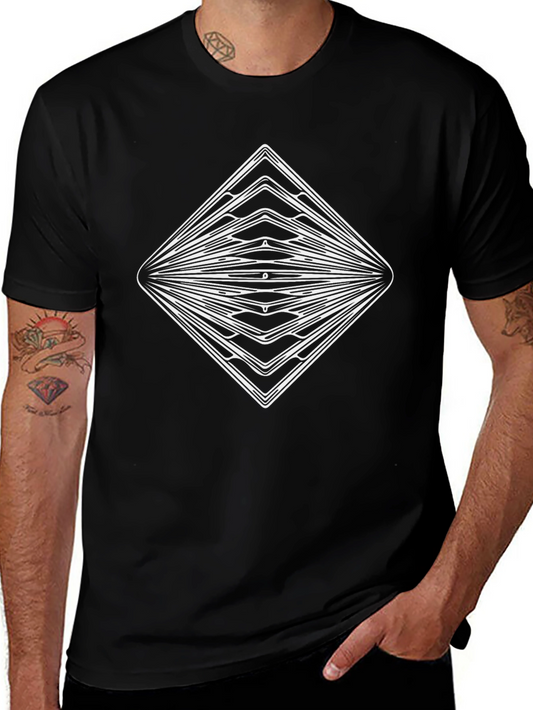 Geometric Diamond Graphic Black T-Shirt
