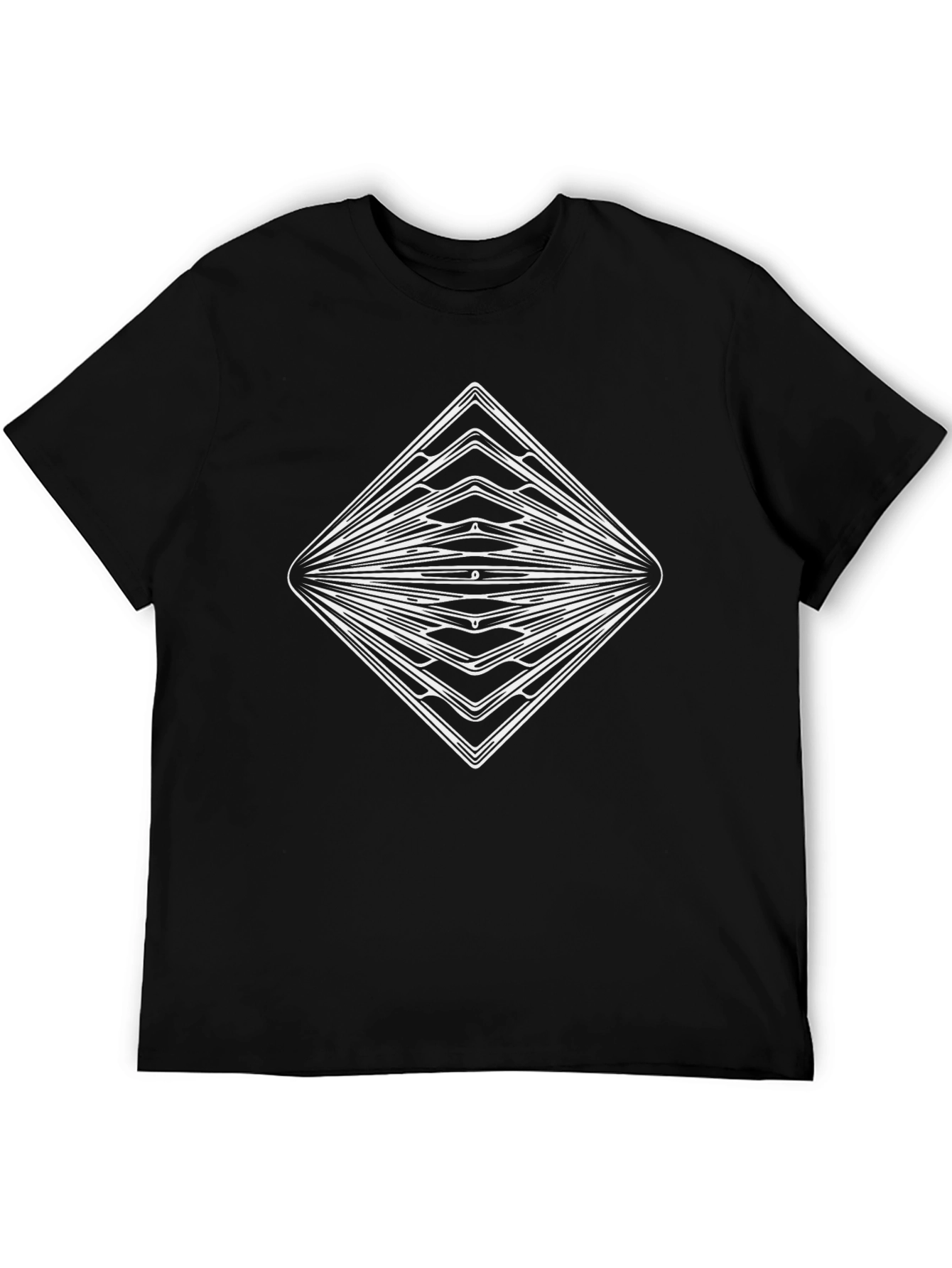 Geometric Diamond Graphic Black T-Shirt