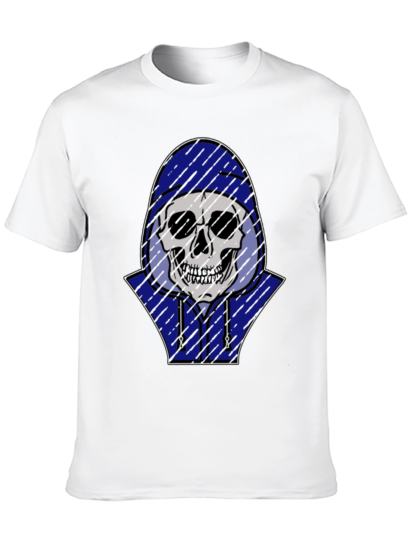 Skull in Hoodie Graphic T-Shirt