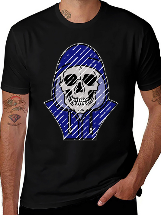 Skull in Hoodie Graphic T-Shirt