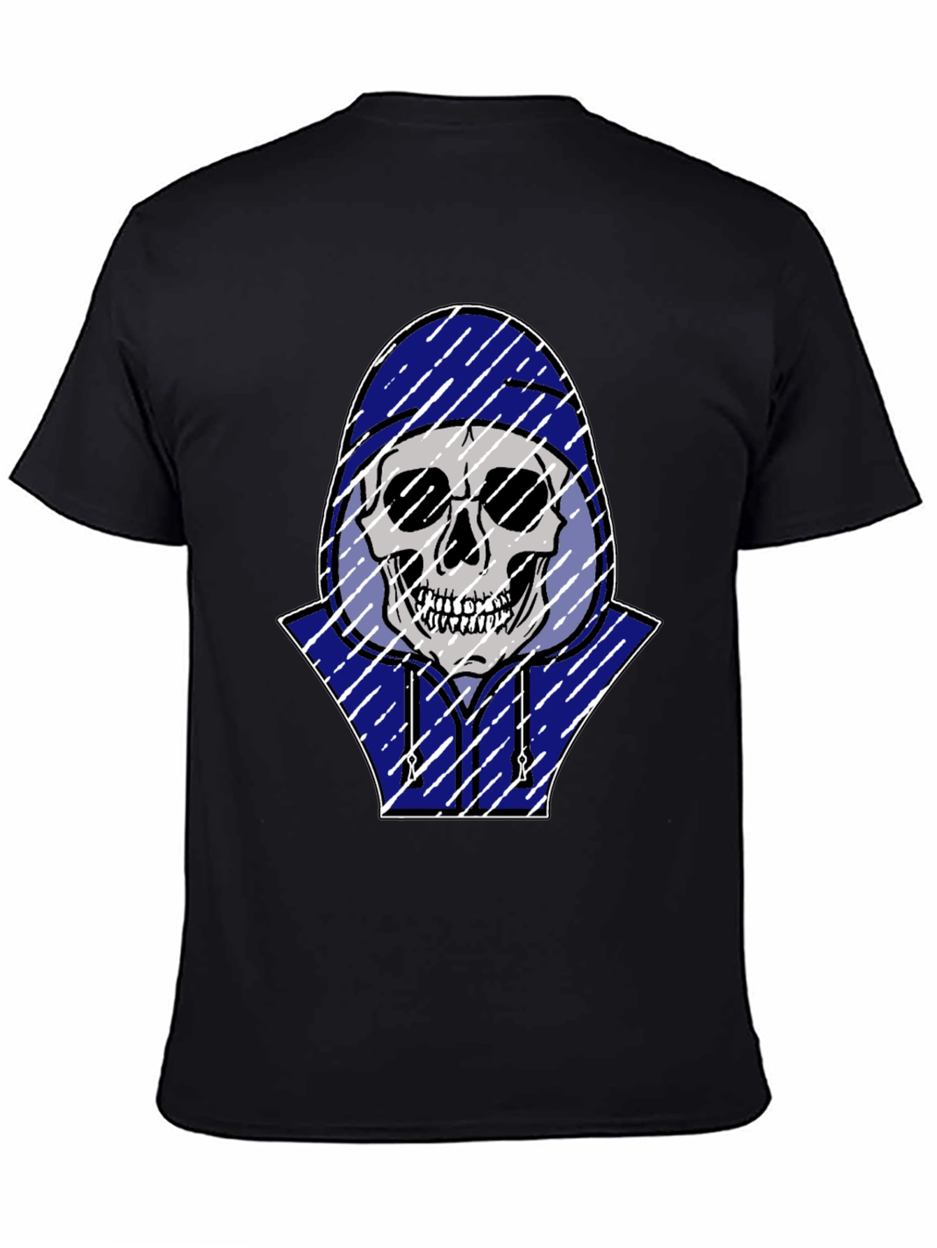 Skull in Hoodie Graphic T-Shirt