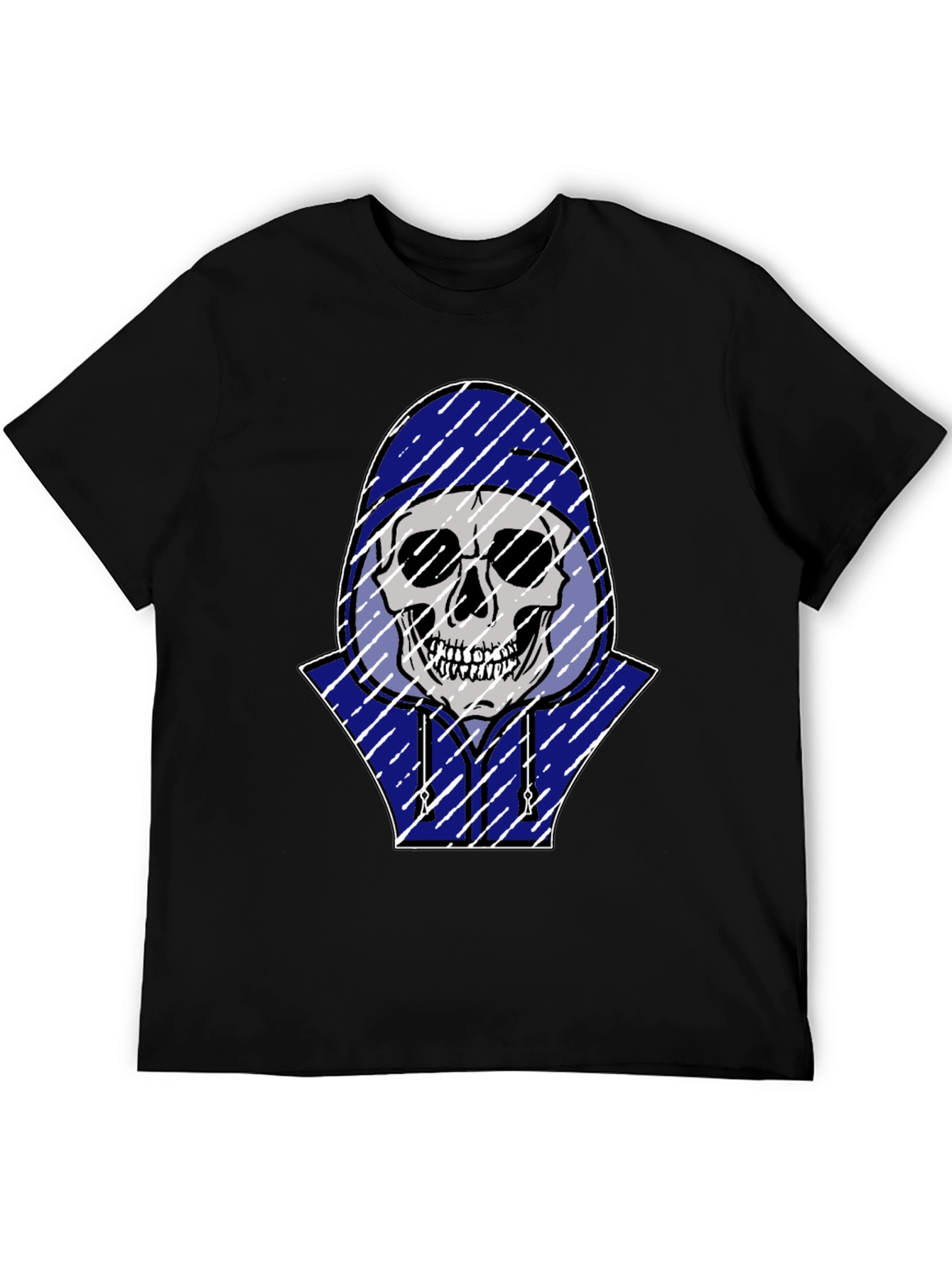 Skull in Hoodie Graphic T-Shirt