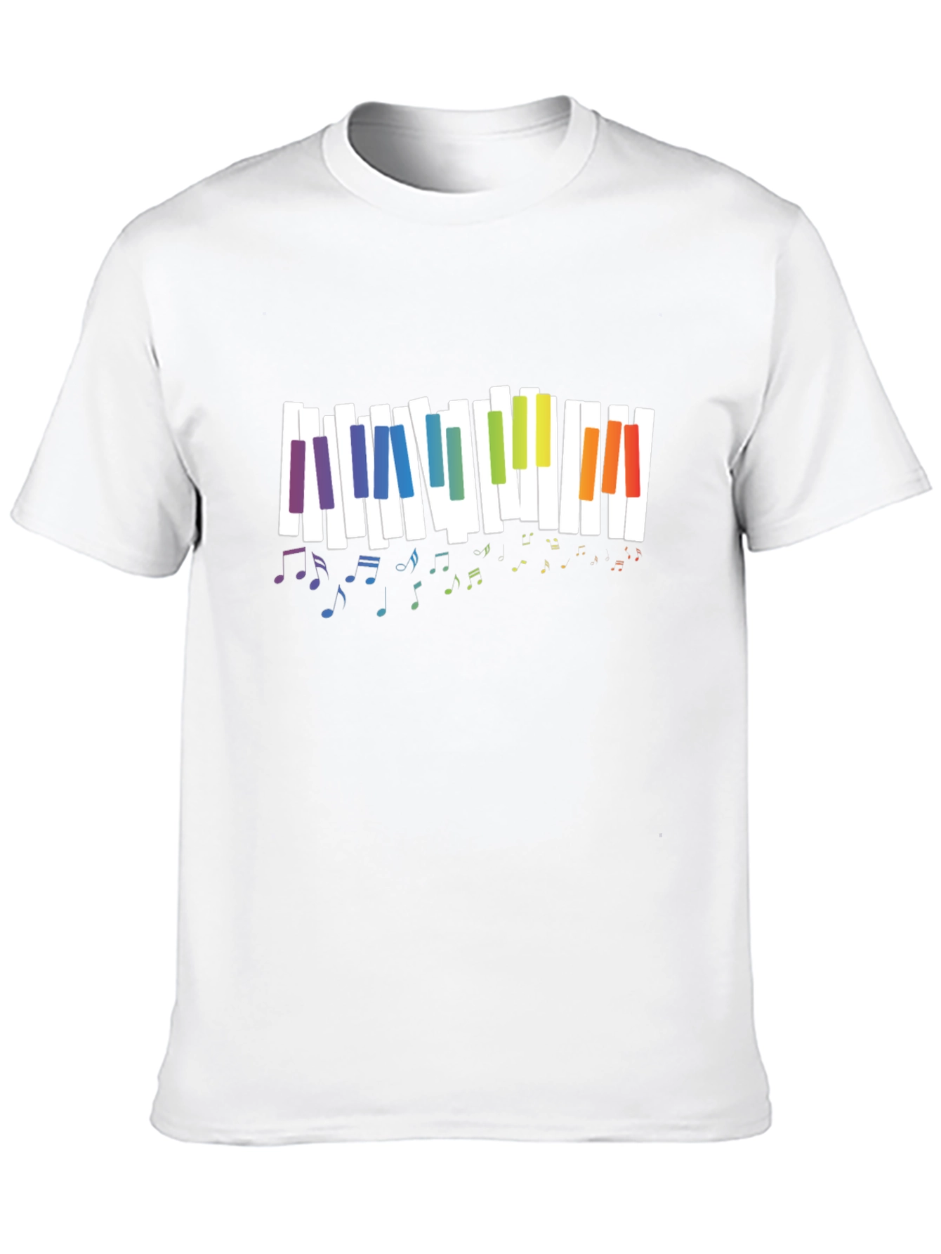 Rainbow Piano Keys Music Notes Black T-Shirt