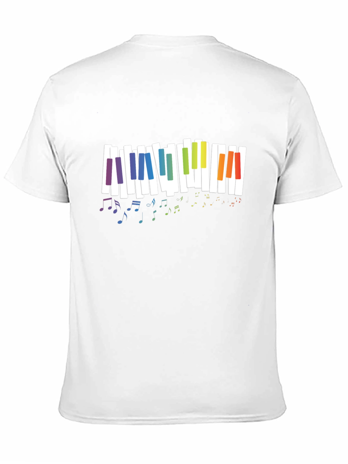 Rainbow Piano Keys Music Notes Black T-Shirt