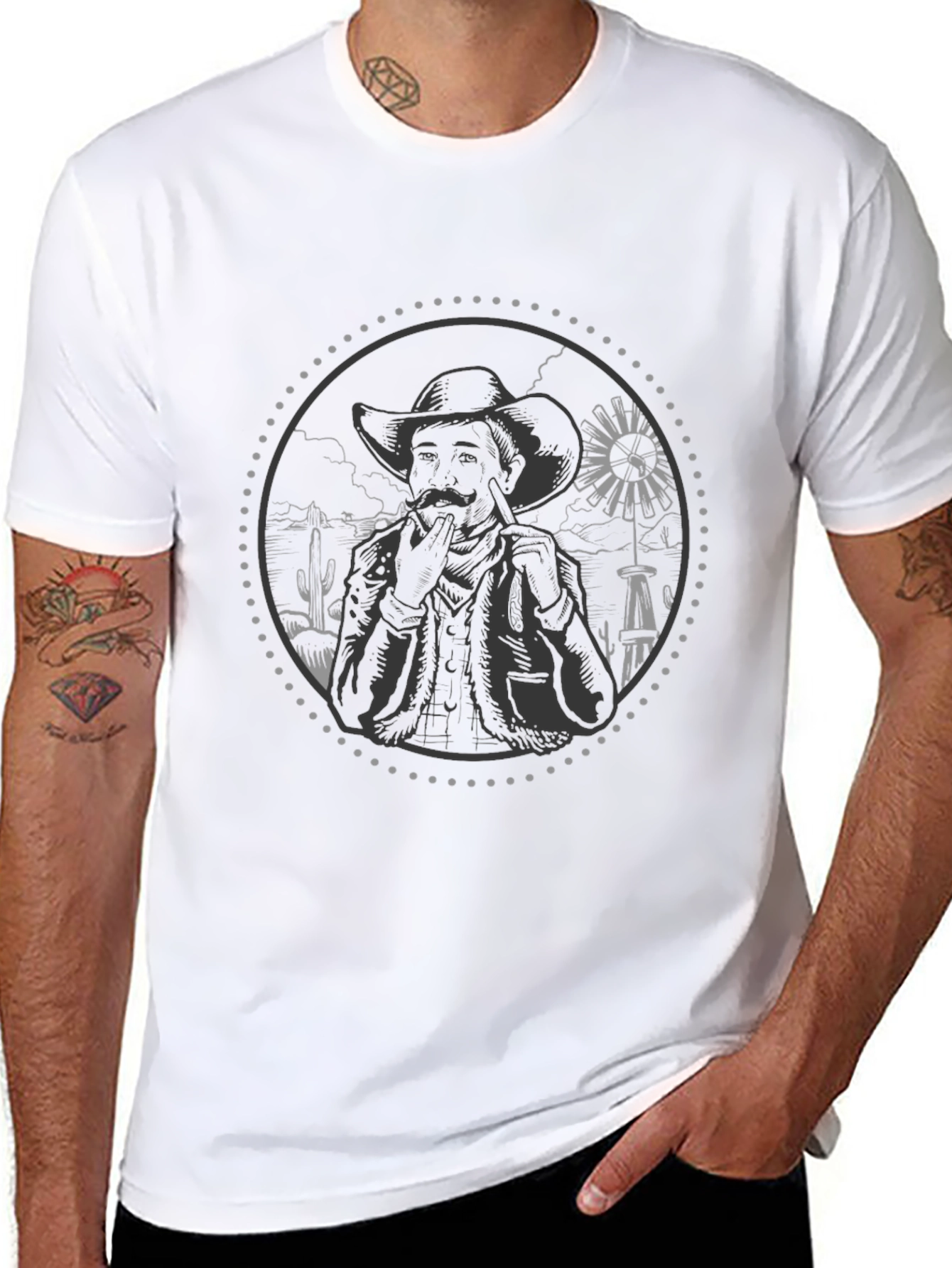 Western Cowboy Graphic Tee - Black