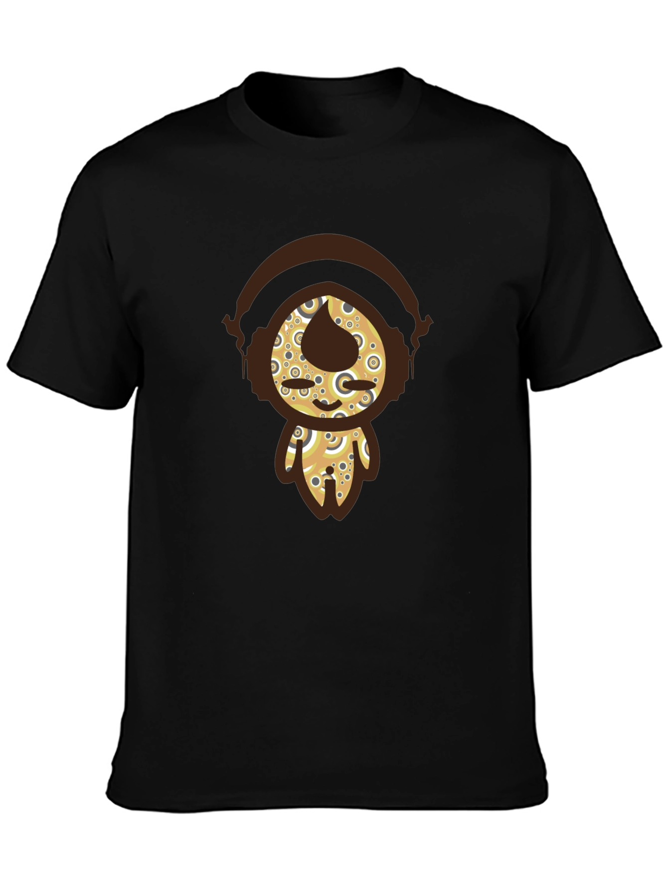 Funky Character Graphic Tee - Black Cotton