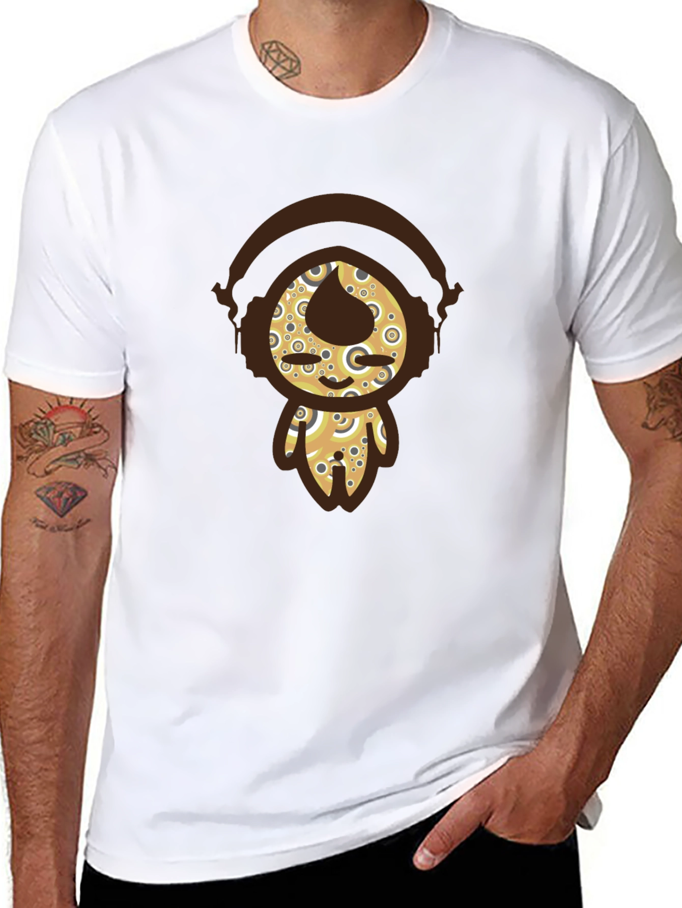 Funky Character Graphic Tee - Black Cotton
