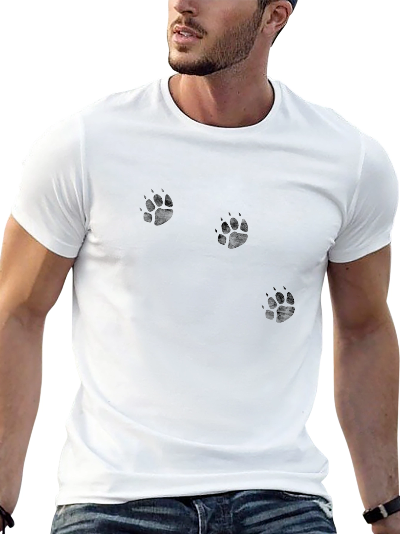 Mens Black Paw Print T-Shirt
