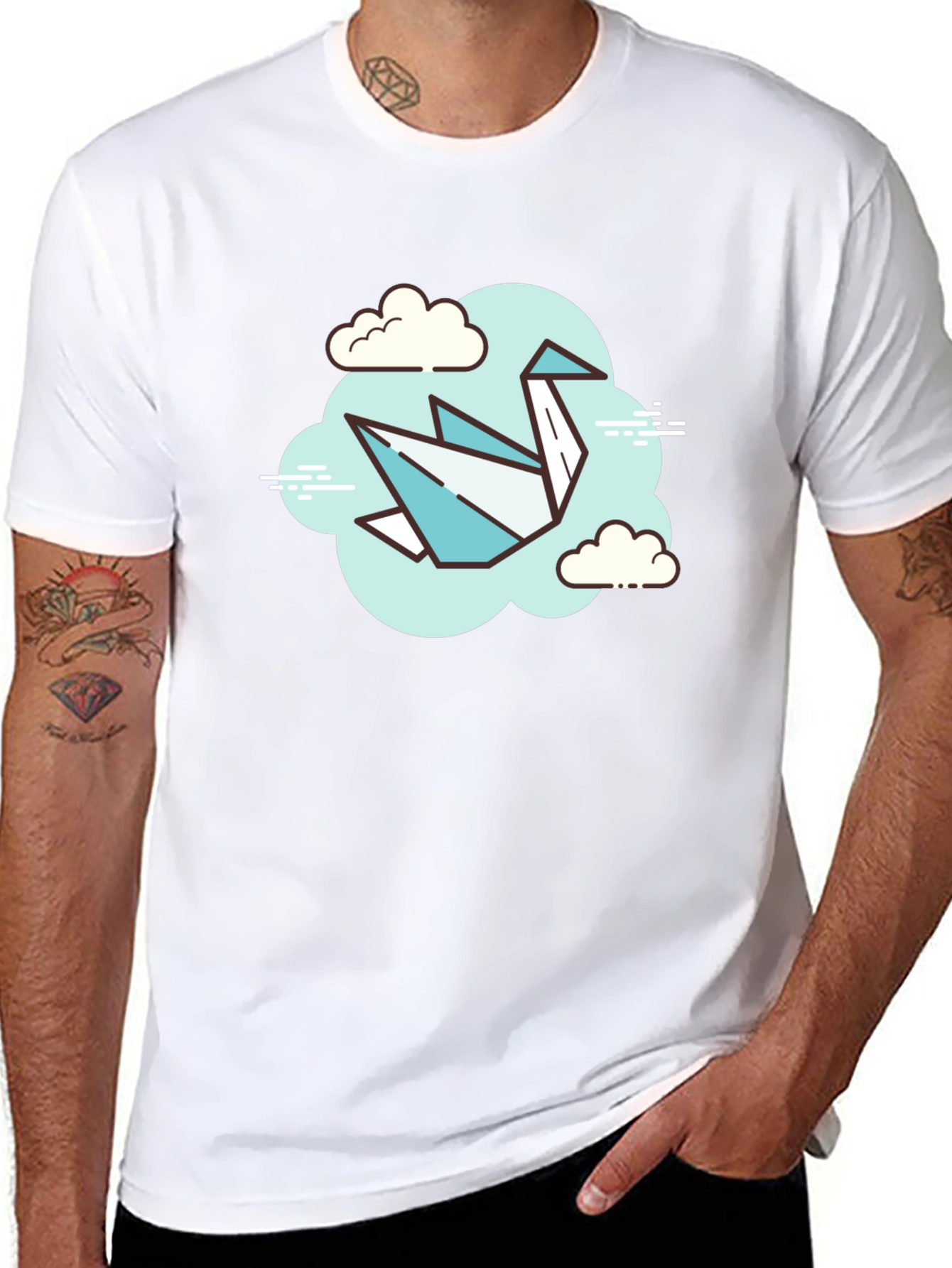 Origami Crane Cloud T-Shirt - Artistic Tee