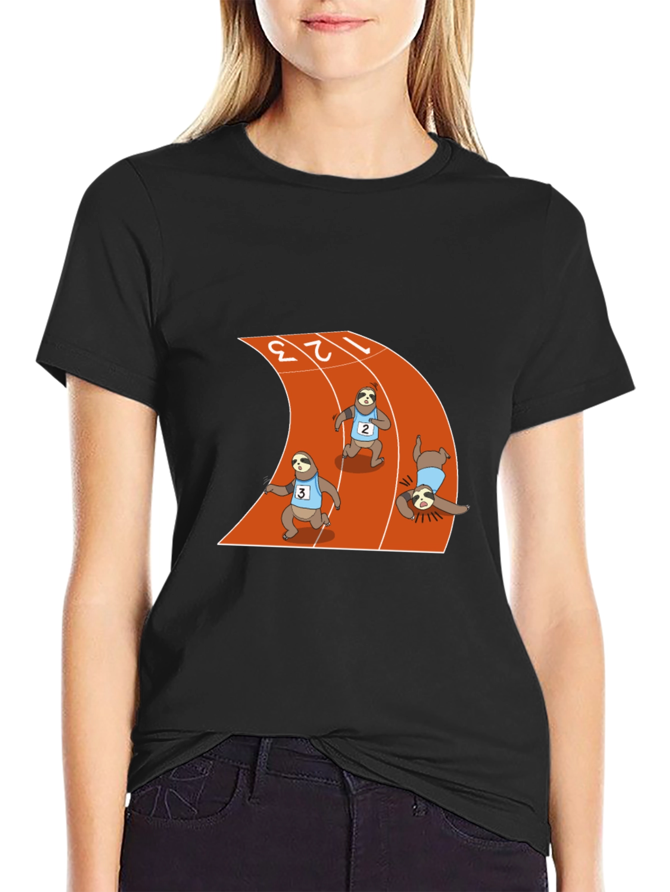 Sloth Runners Black Graphic Tee