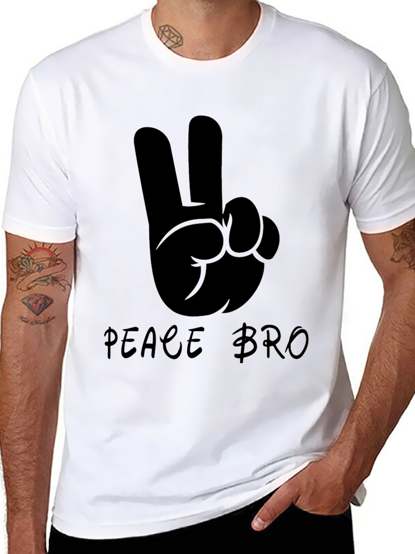 Peace Bro Graphic T-Shirt - Black