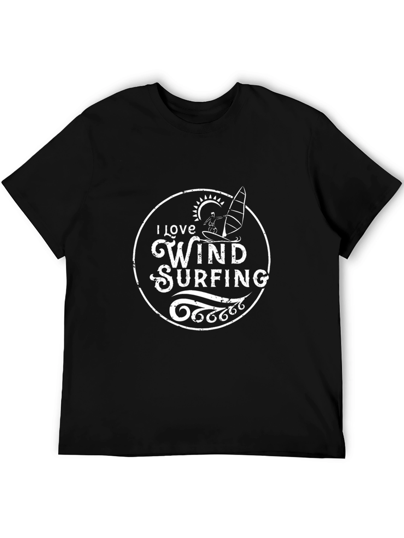 I Love Wind Surfing Black T-Shirt