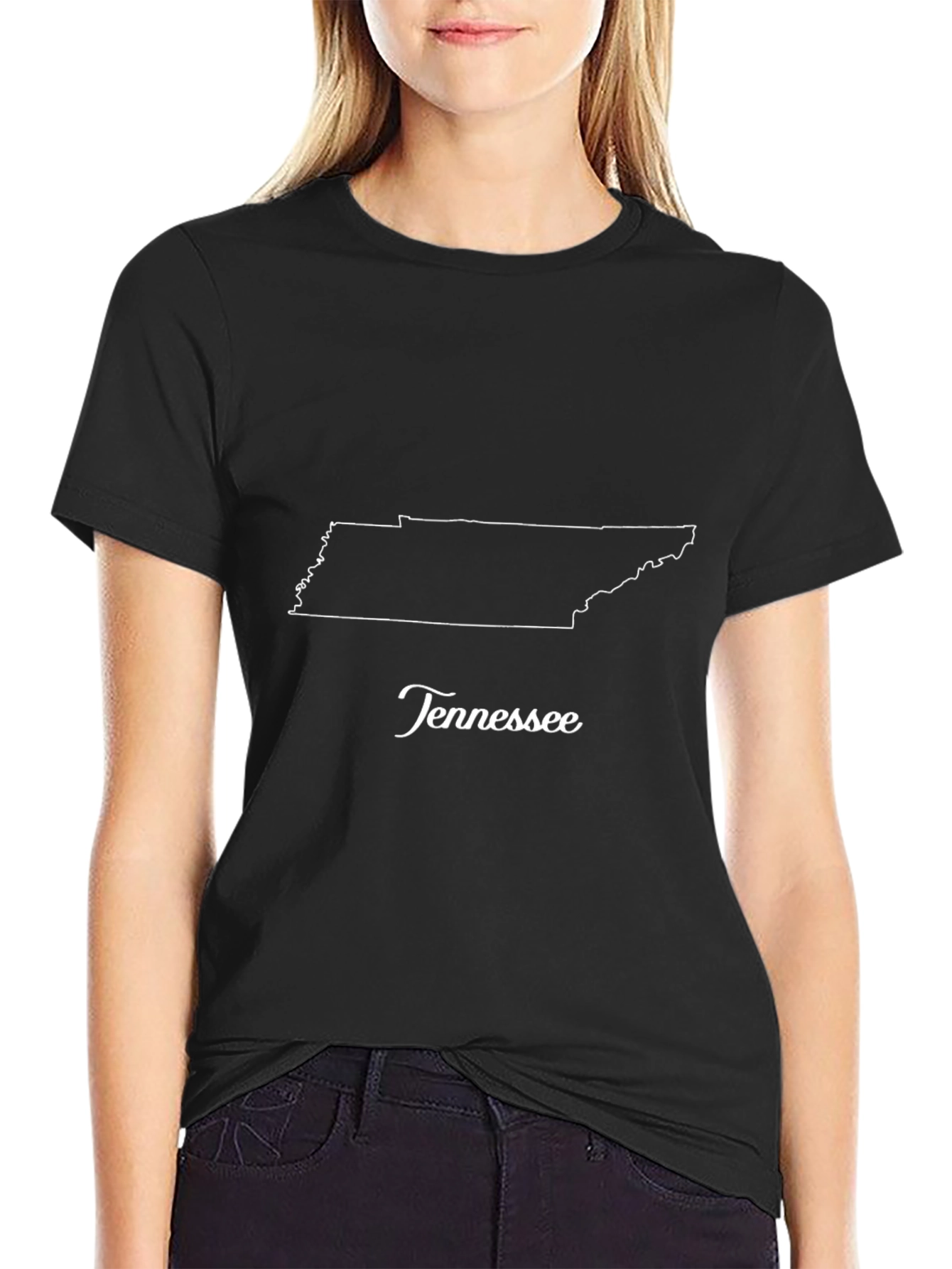 Tennessee Outline Graphic Tee - Black Cotton T-Shirt