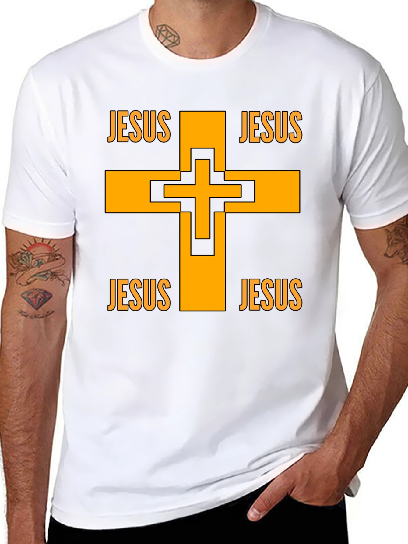Jesus Cross Graphic Black T-Shirt