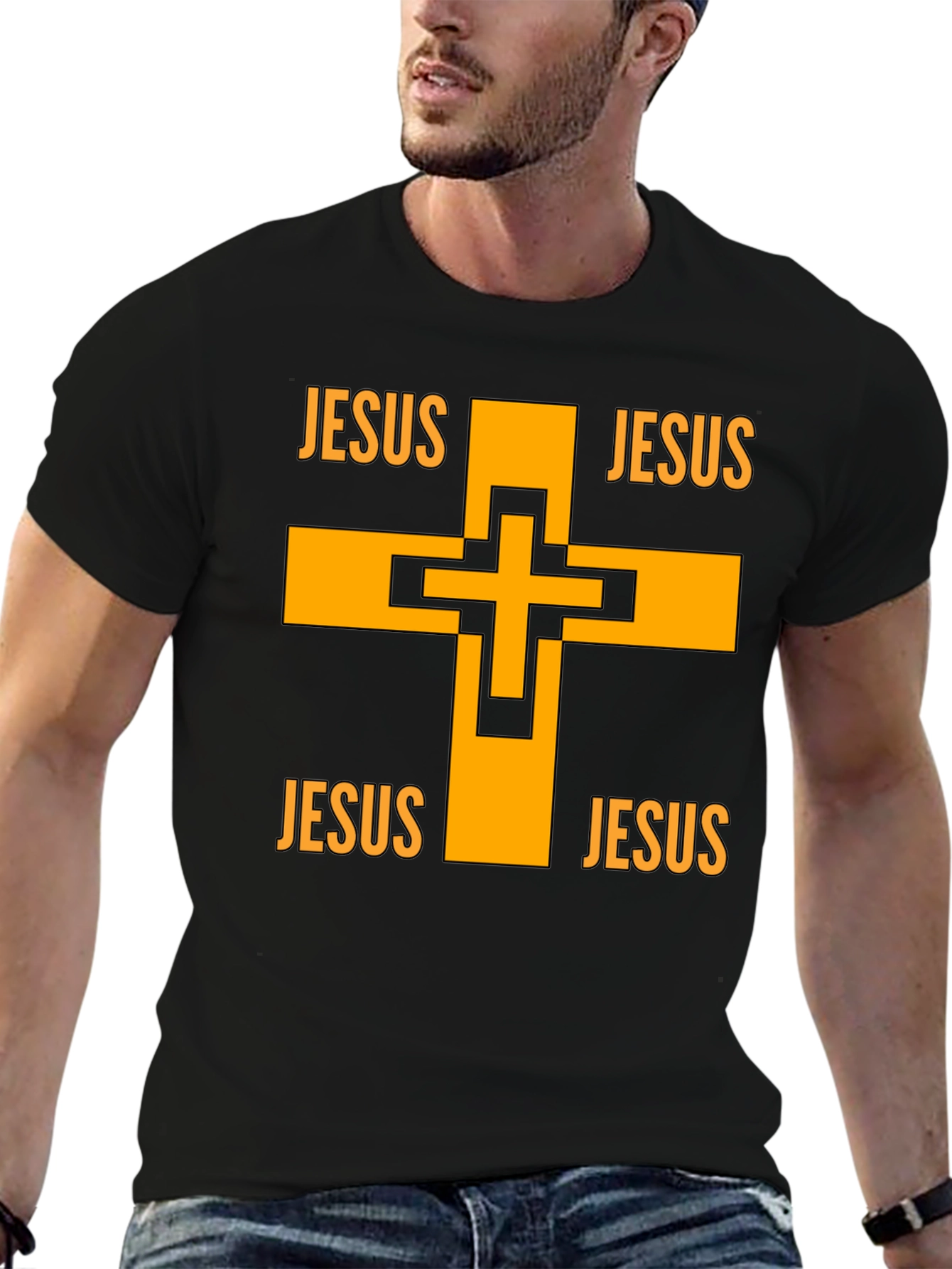 Jesus Cross Graphic Black T-Shirt