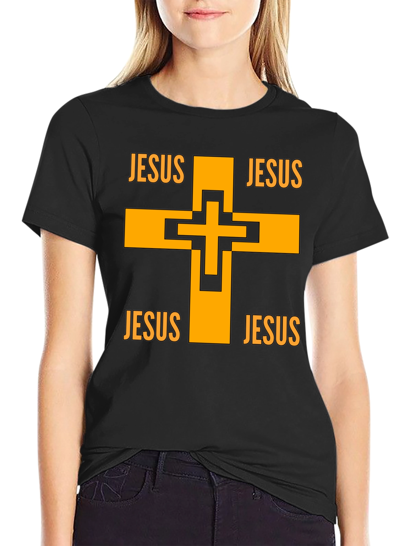 Jesus Cross Graphic Black T-Shirt