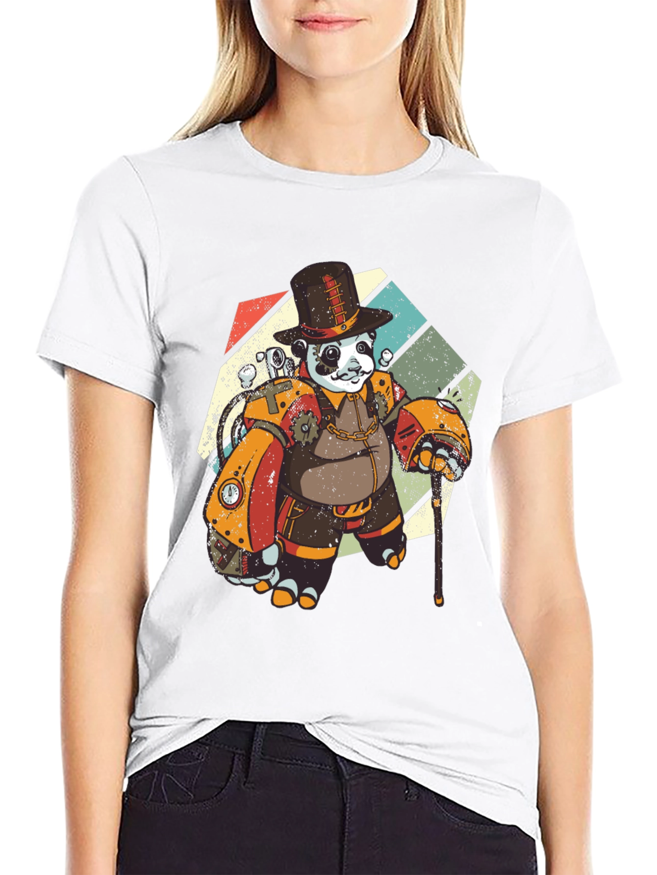 Steampunk Panda Bear T-Shirt - Unique Graphic Tee