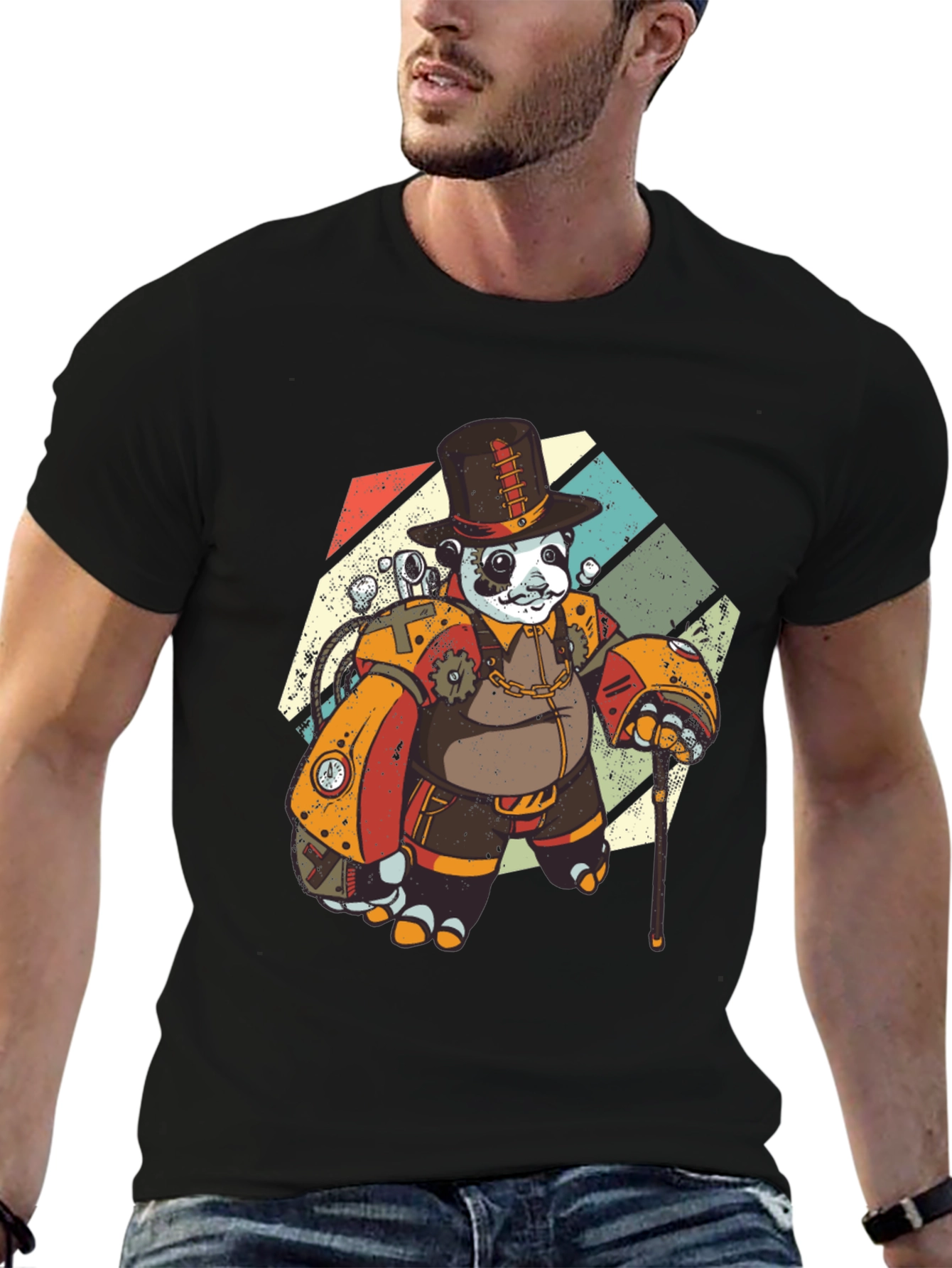 Steampunk Panda Bear T-Shirt - Unique Graphic Tee