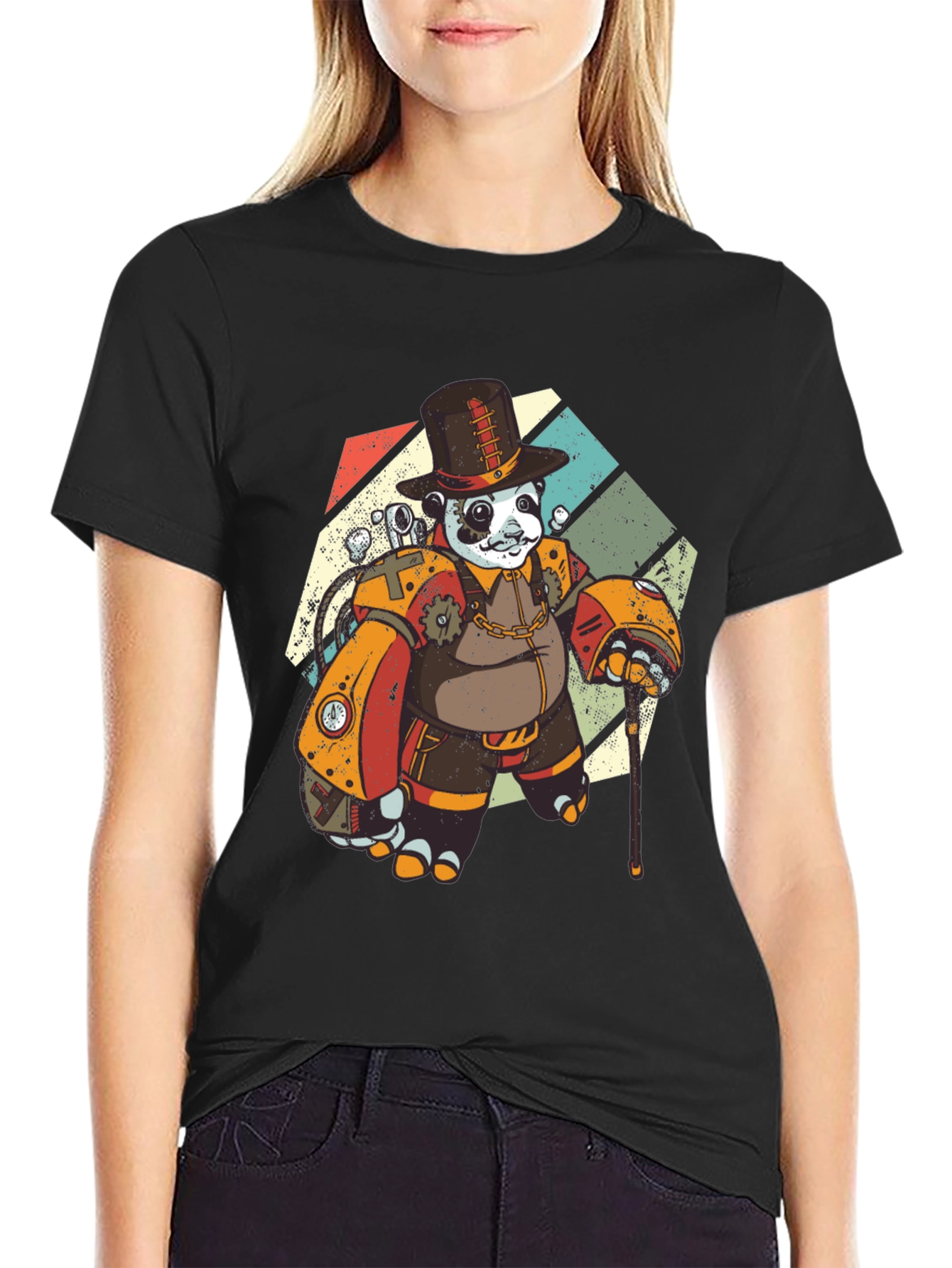 Steampunk Panda Bear T-Shirt - Unique Graphic Tee