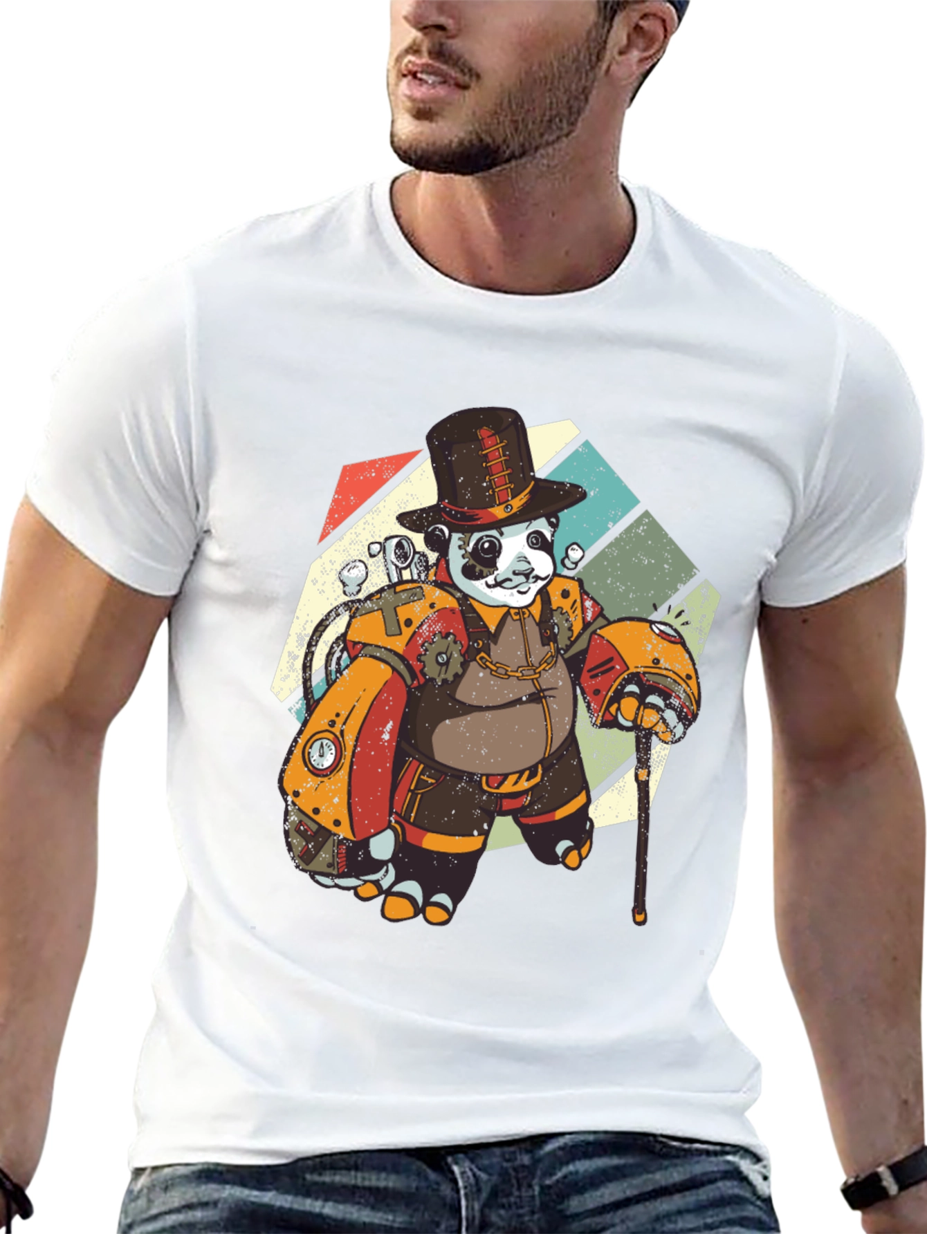 Steampunk Panda Bear T-Shirt - Unique Graphic Tee