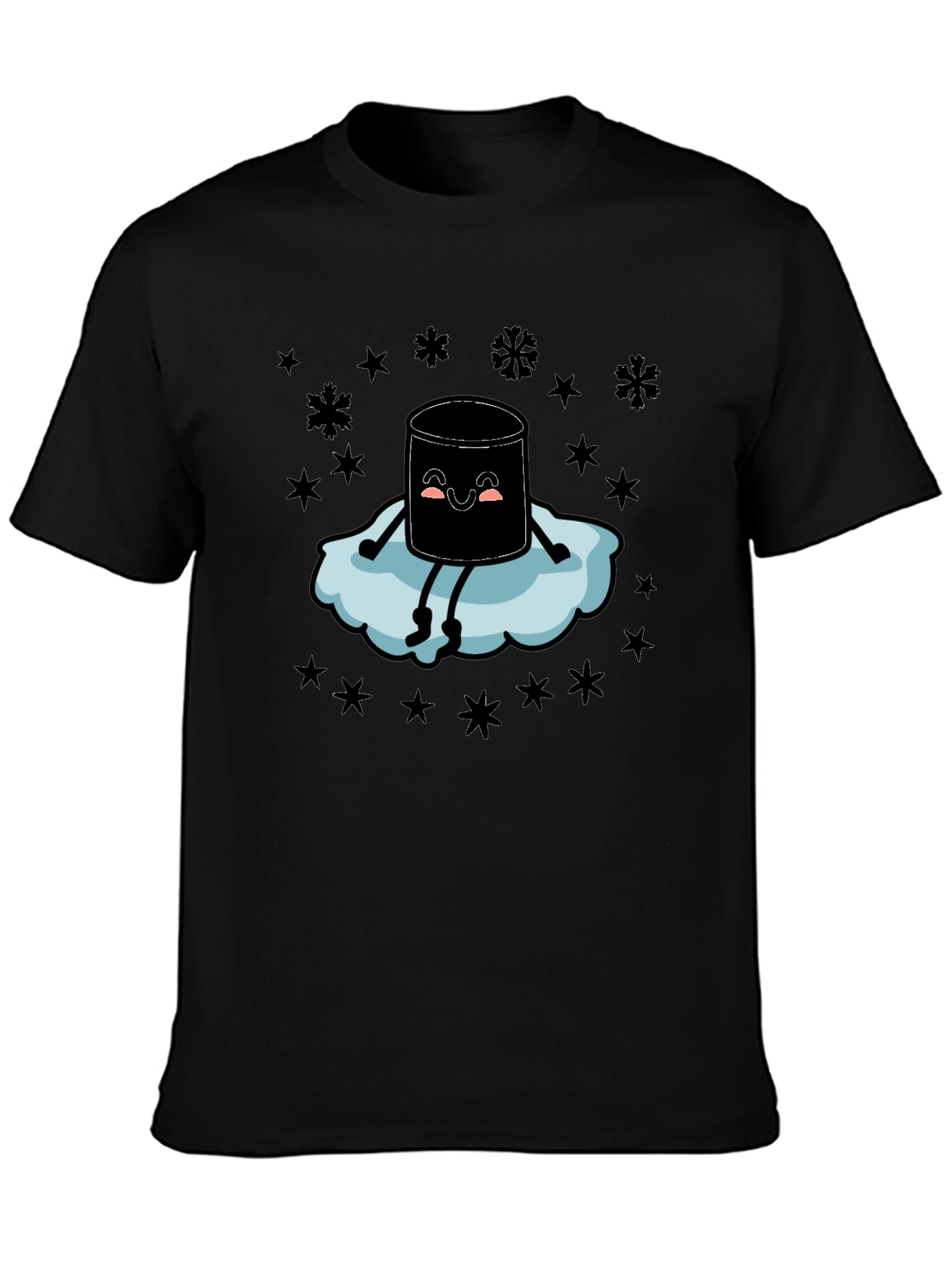 Marshmallow Snow Cloud Black T-Shirt