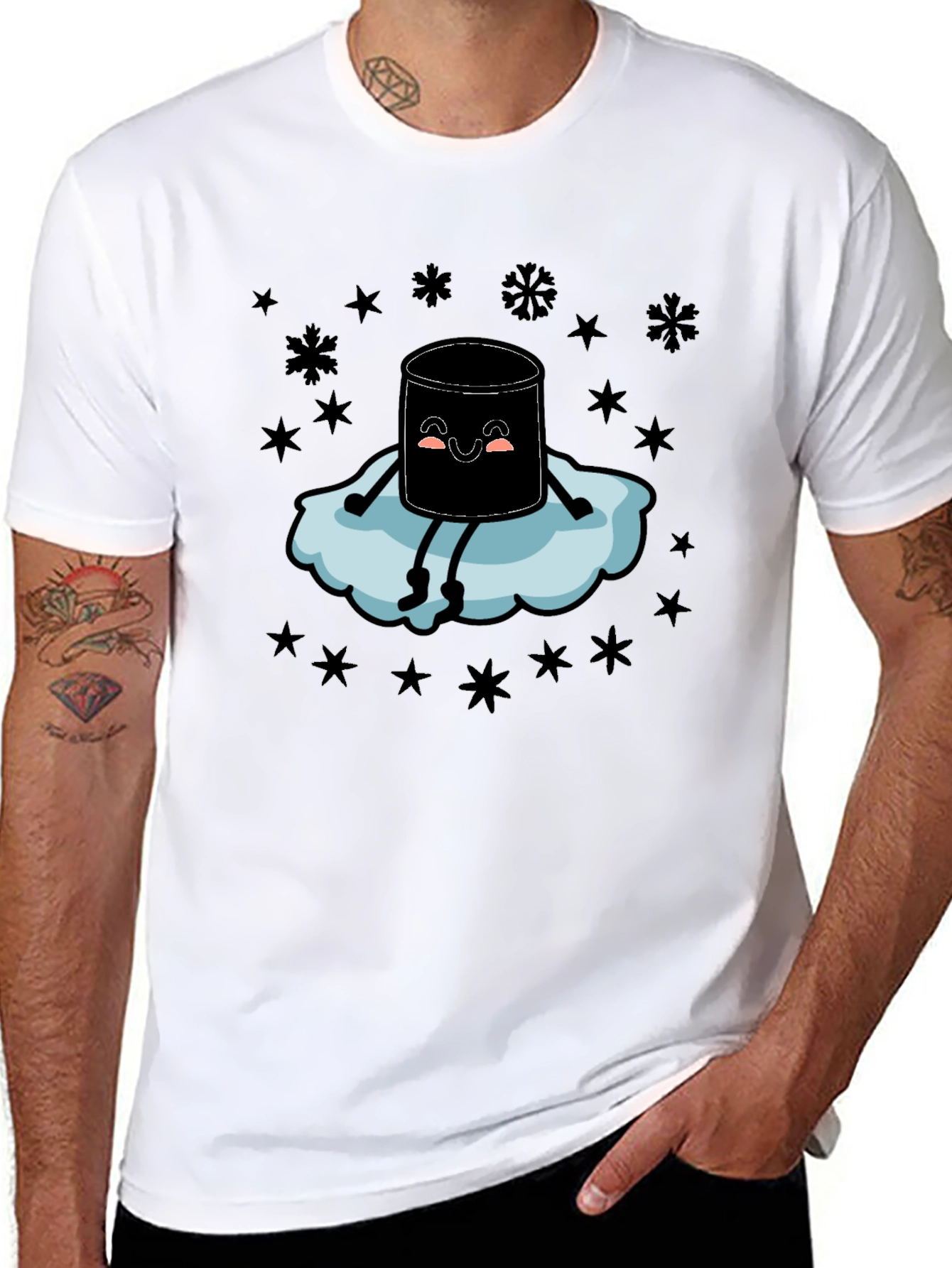 Marshmallow Snow Cloud Black T-Shirt