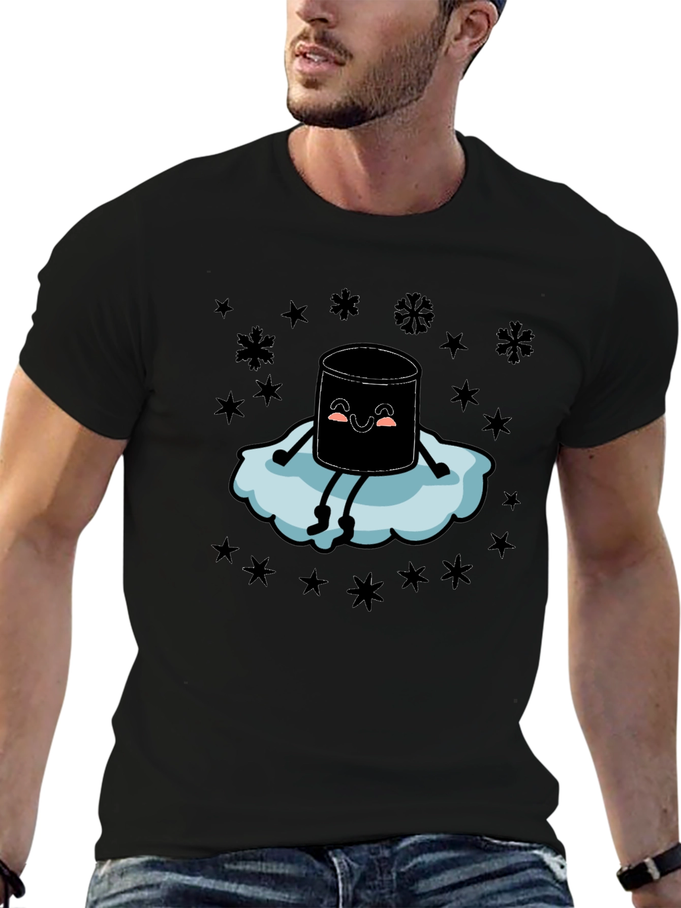 Marshmallow Snow Cloud Black T-Shirt
