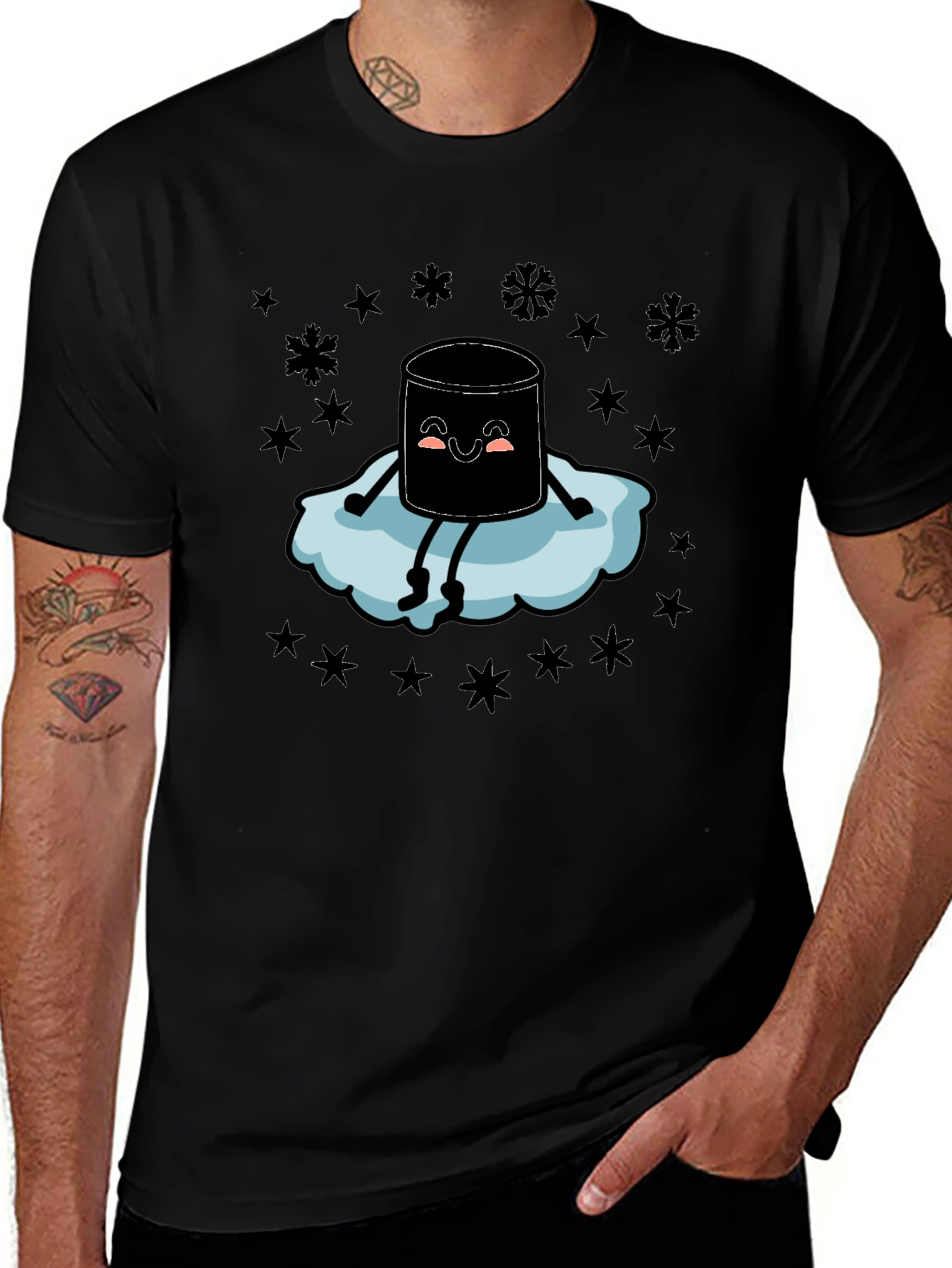 Marshmallow Snow Cloud Black T-Shirt