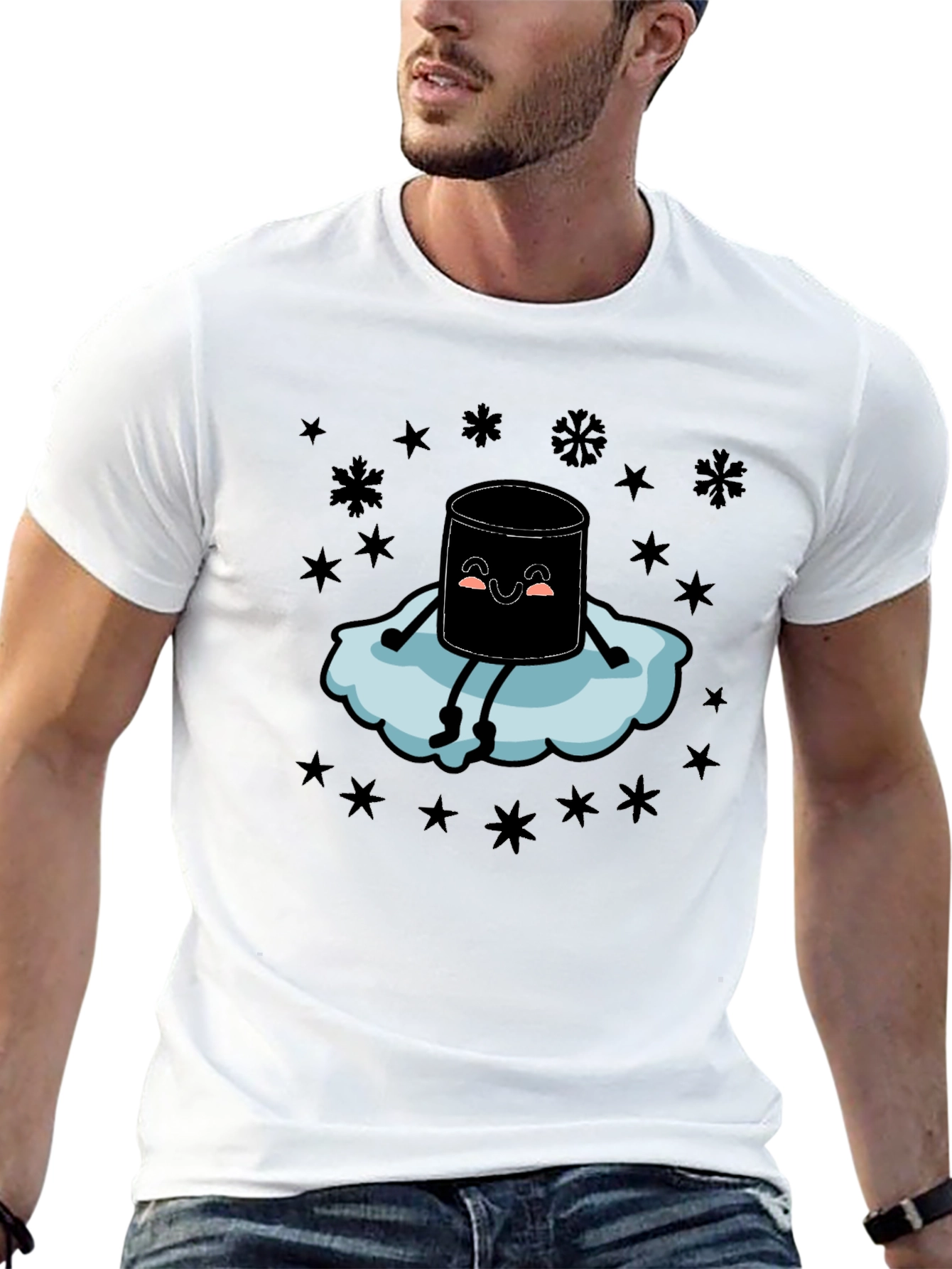 Marshmallow Snow Cloud Black T-Shirt
