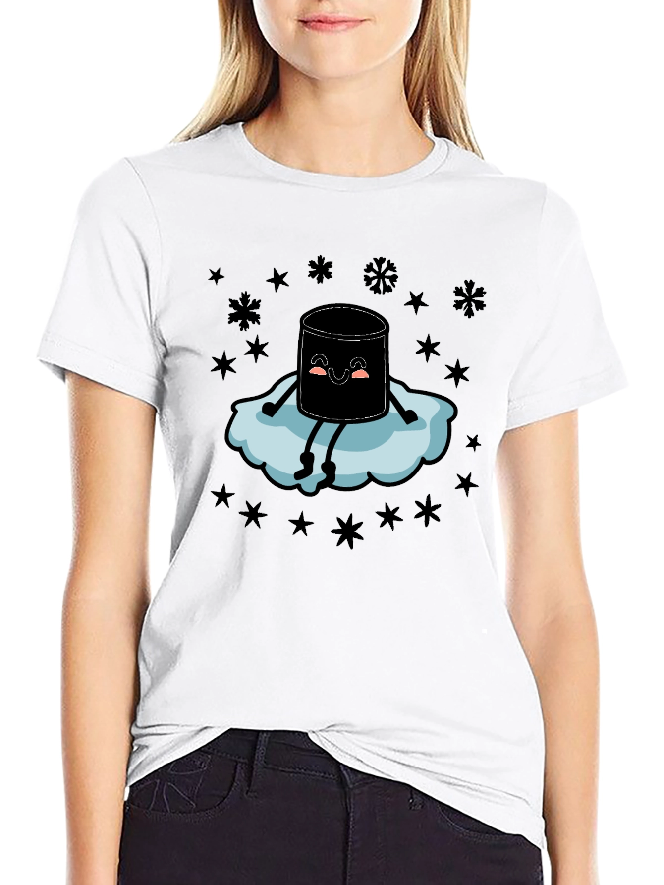Marshmallow Snow Cloud Black T-Shirt