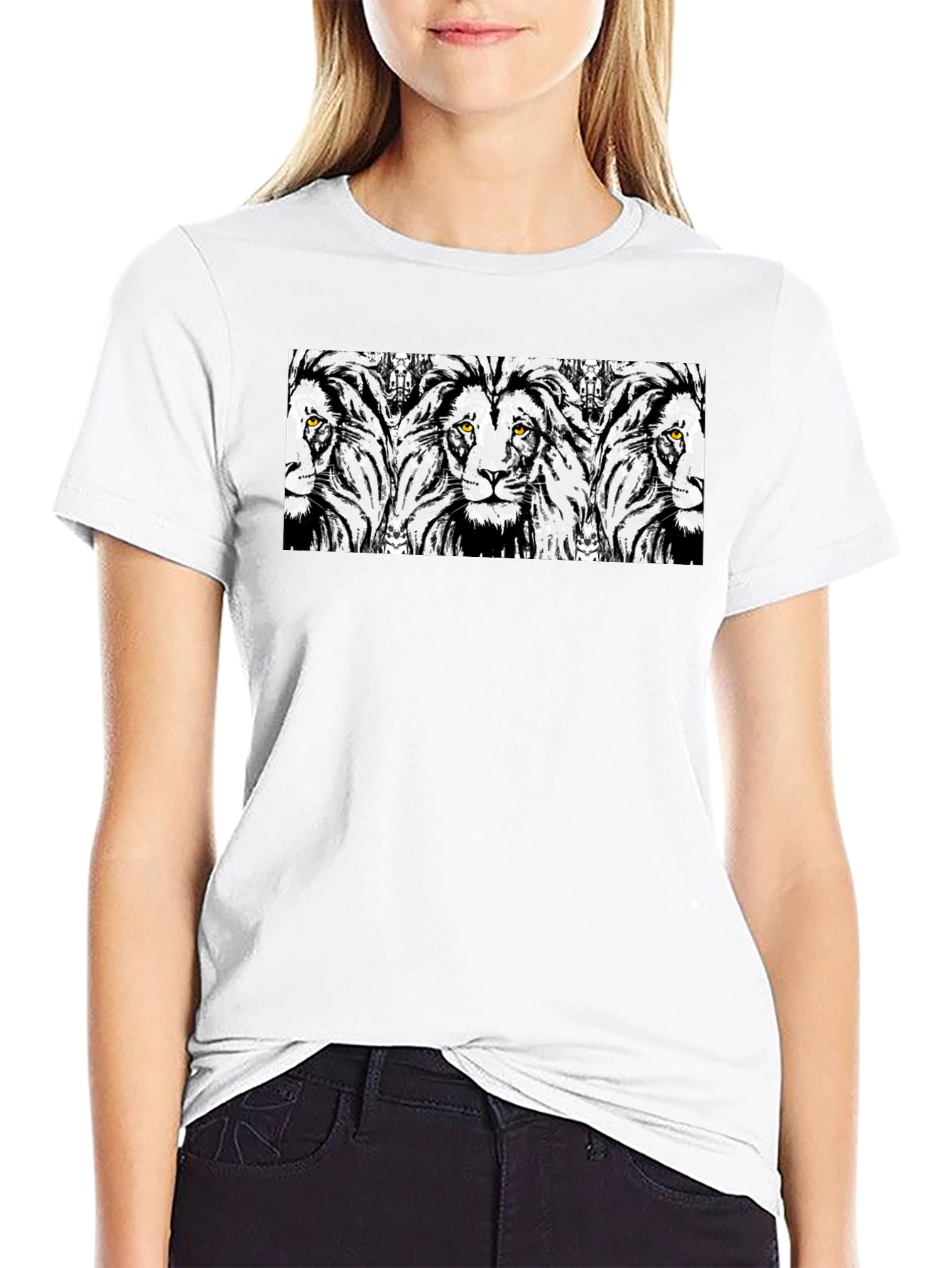 Lion Trio Graphic Tee - Black Cotton Blend