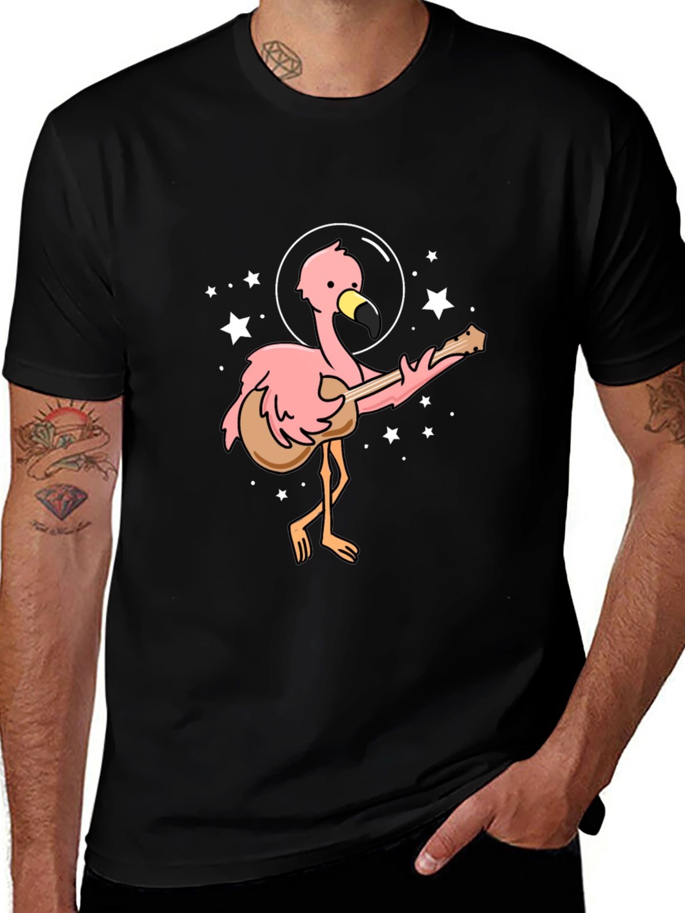 Flamingo Guitarist Black T-Shirt