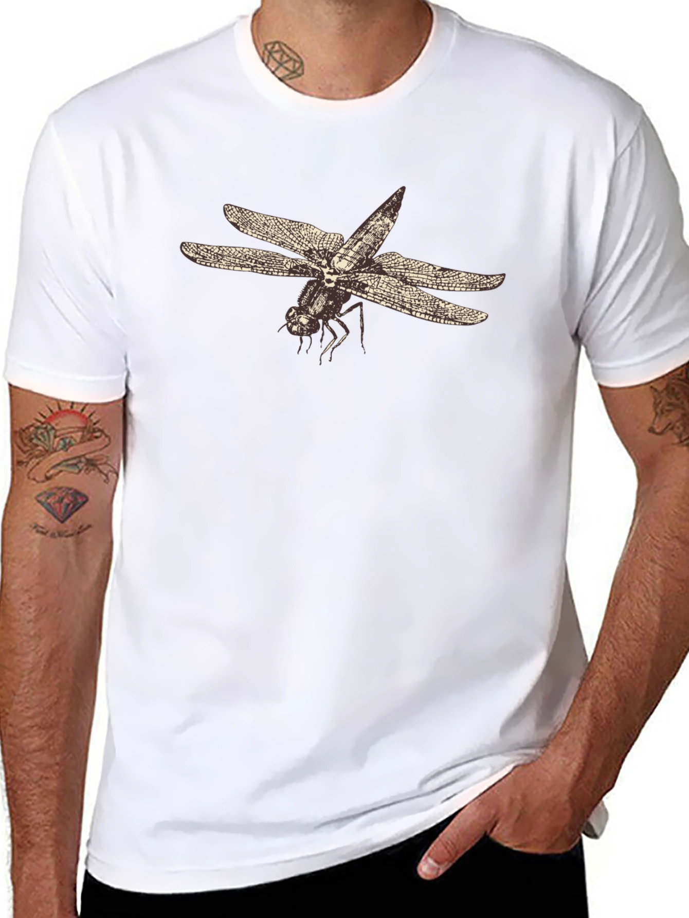 Dragonfly Graphic Tee - Black Cotton T-Shirt