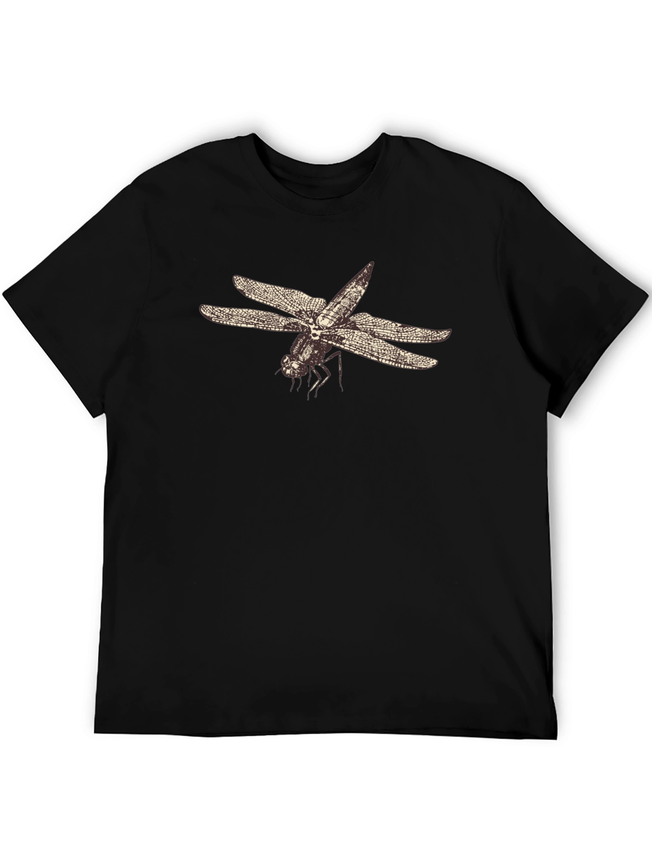 Dragonfly Graphic Tee - Black Cotton T-Shirt