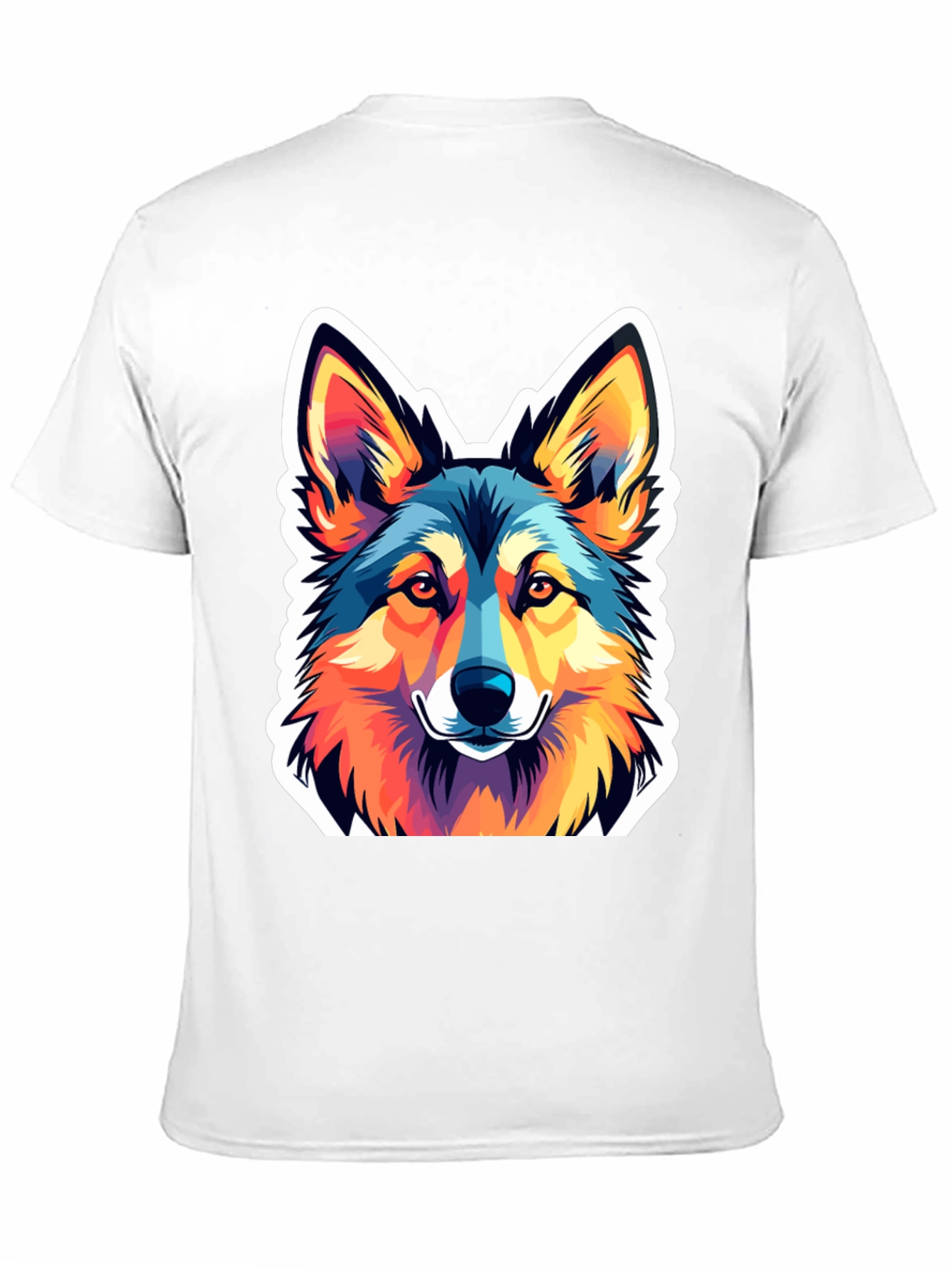 Vibrant Wolf Graphic Tee - Stylish Mens Black T-Shirt