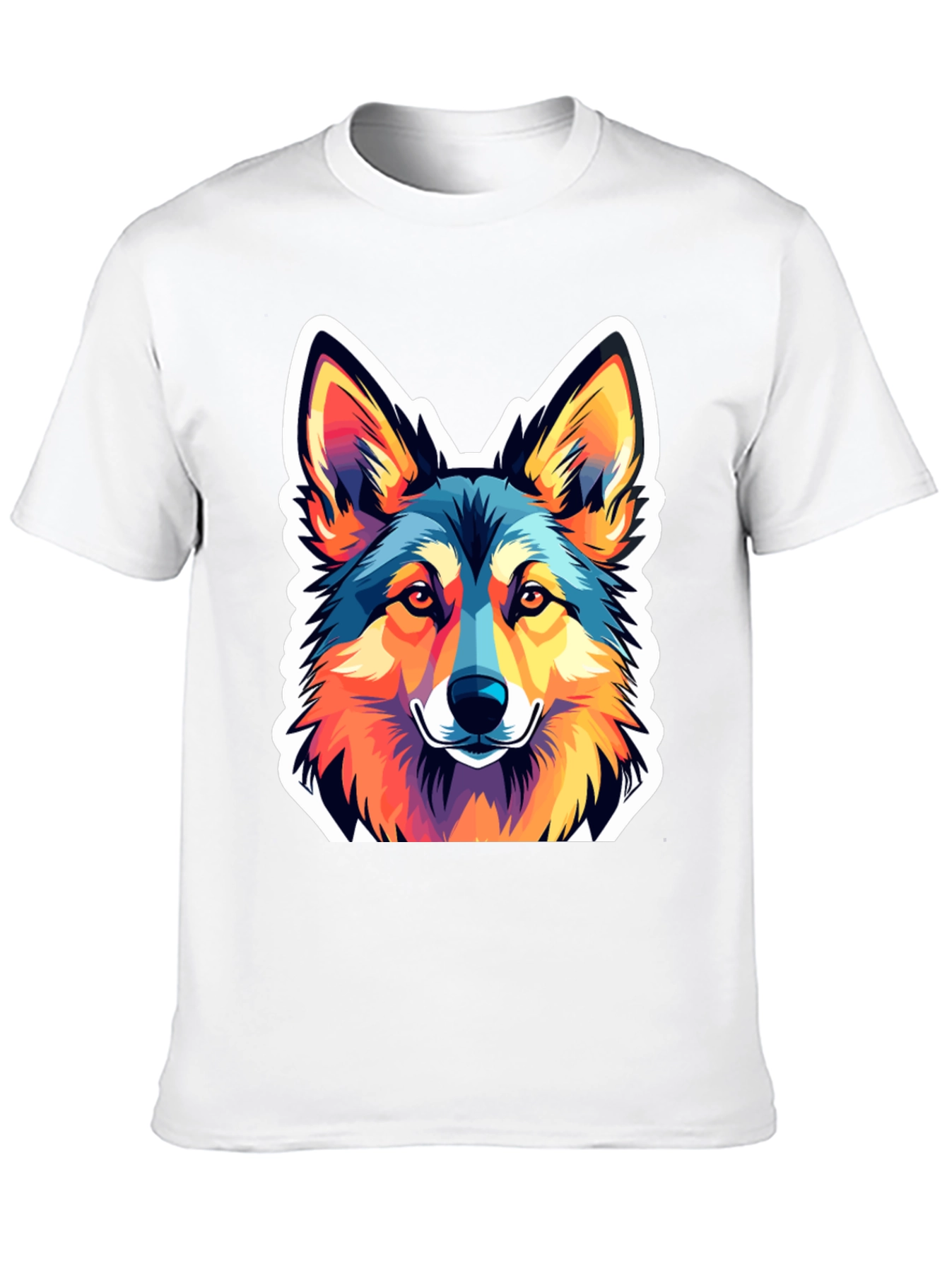 Vibrant Wolf Graphic Tee - Stylish Mens Black T-Shirt