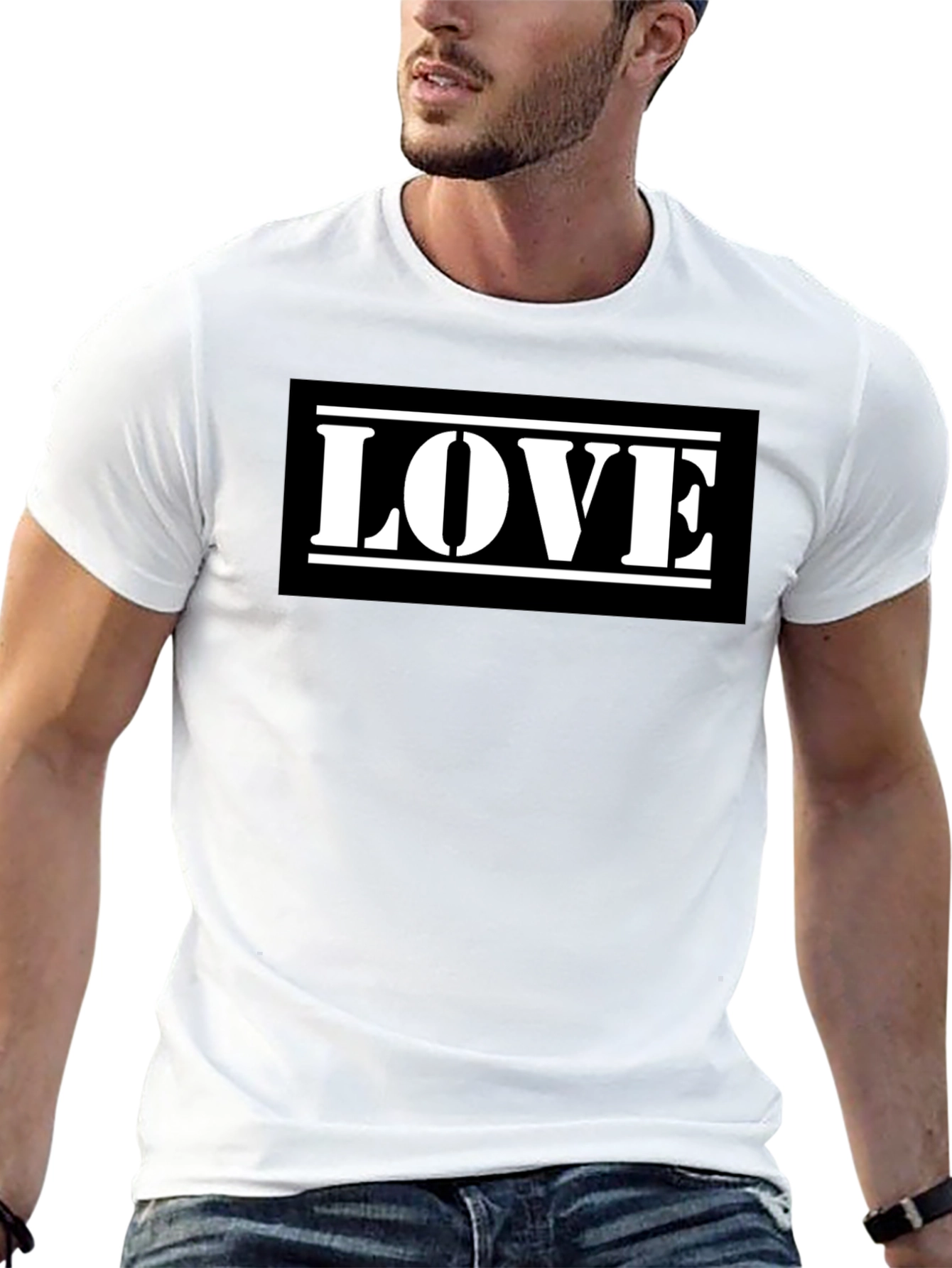 Love Graphic Print Black Cotton Tee