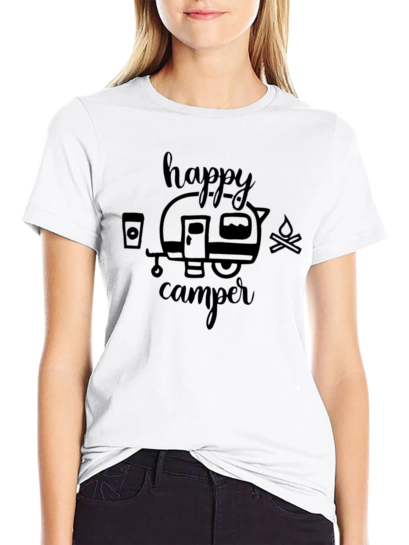 Happy Camper Graphic Tee - Black Camping T-Shirt