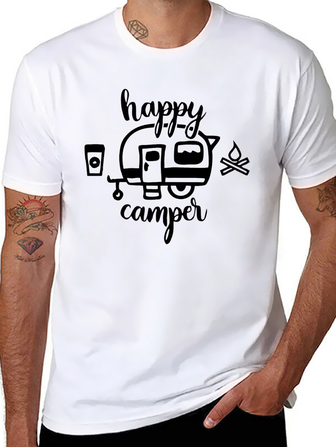 Happy Camper Graphic Tee - Black Camping T-Shirt