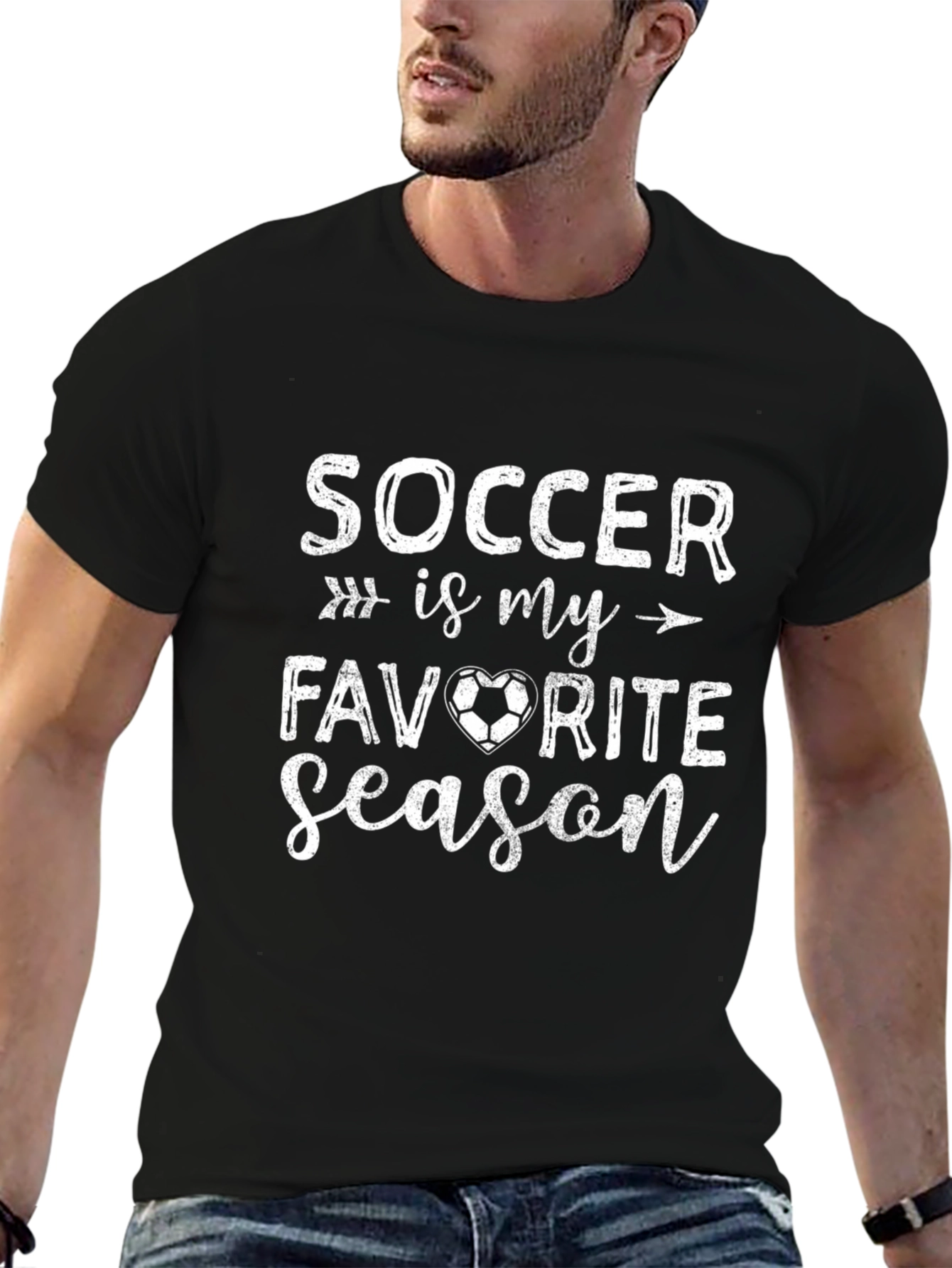 Soccer Is My Favorite Season Black T-Shirt