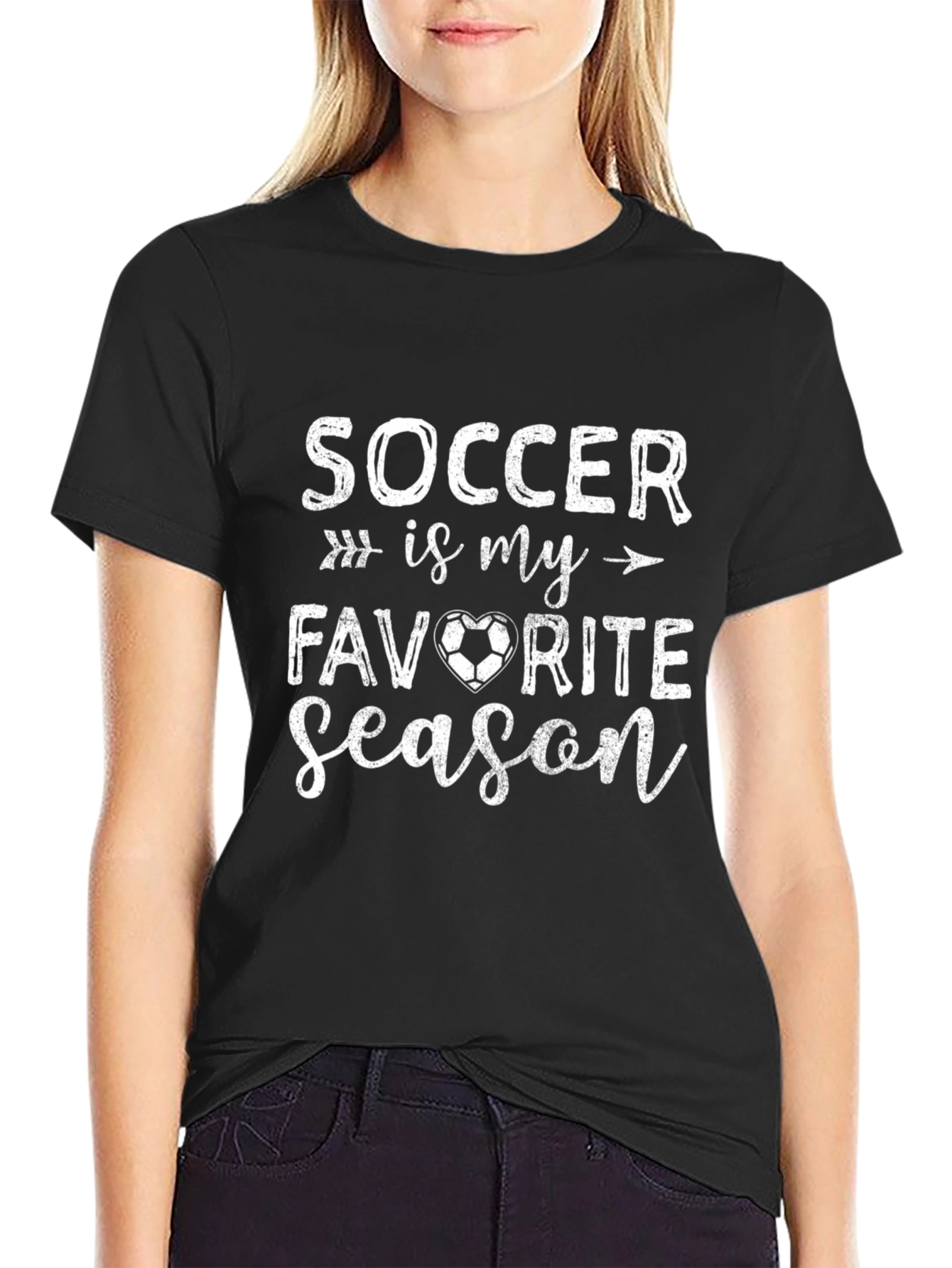 Soccer Is My Favorite Season Black T-Shirt