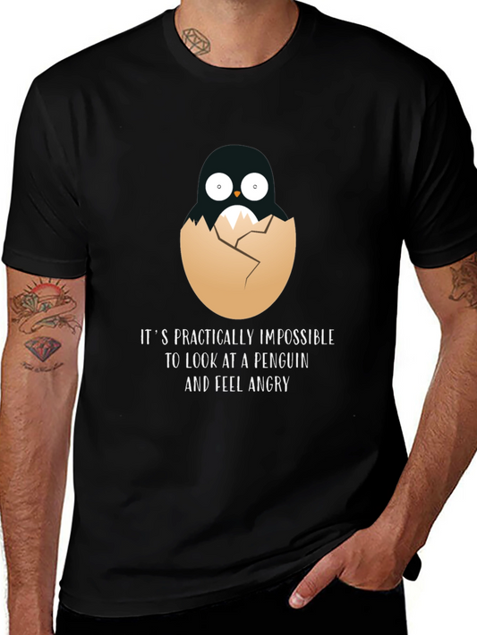 Penguin in Egg Funny T-Shirt - Impossible to Feel Angry