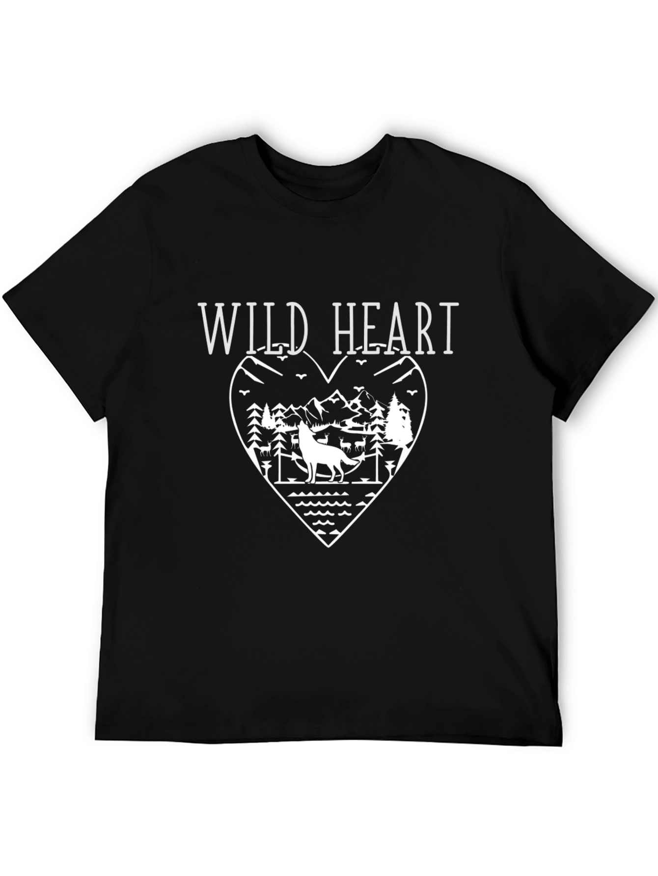 Wild Heart Wolf Graphic Tee - Black