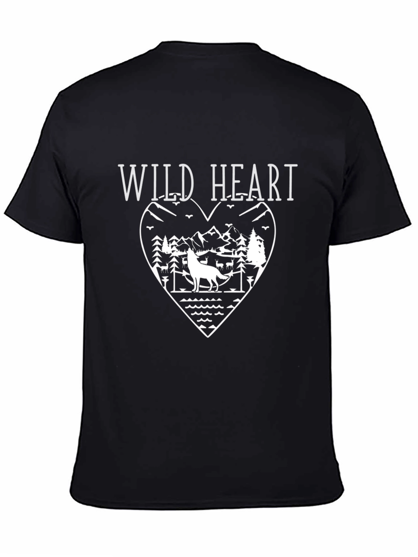 Wild Heart Wolf Graphic Tee - Black