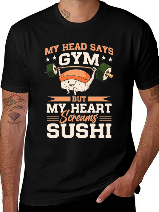Gym & Sushi Graphic Tee - Workout Foodie Shirt