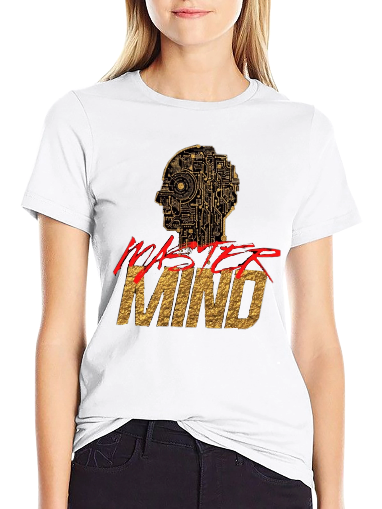 Mastermind Graphic Tee - Gold & Red Print