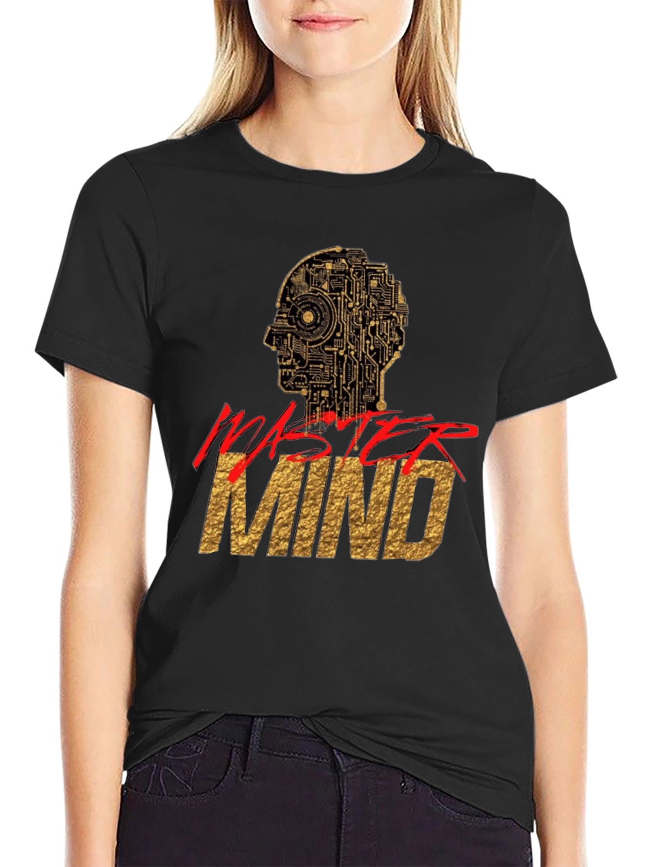Mastermind Graphic Tee - Gold & Red Print