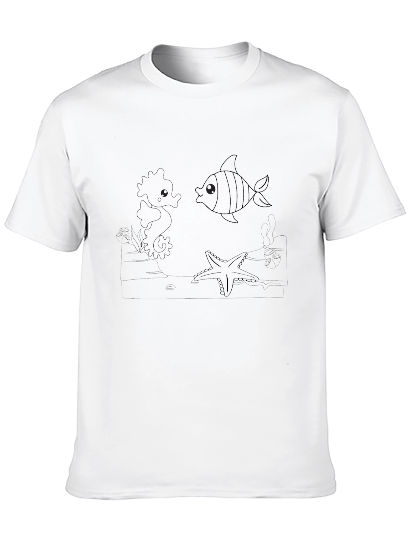 Whimsical Ocean Life Black Tee