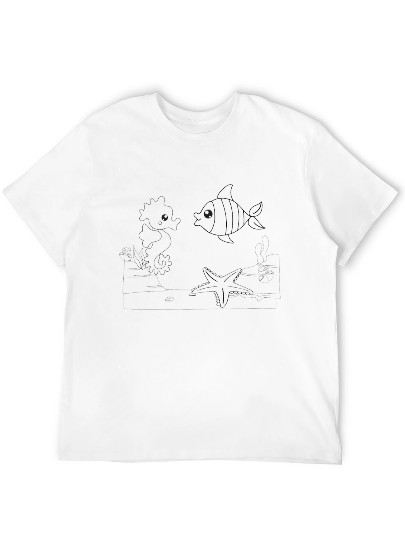 Whimsical Ocean Life Black Tee